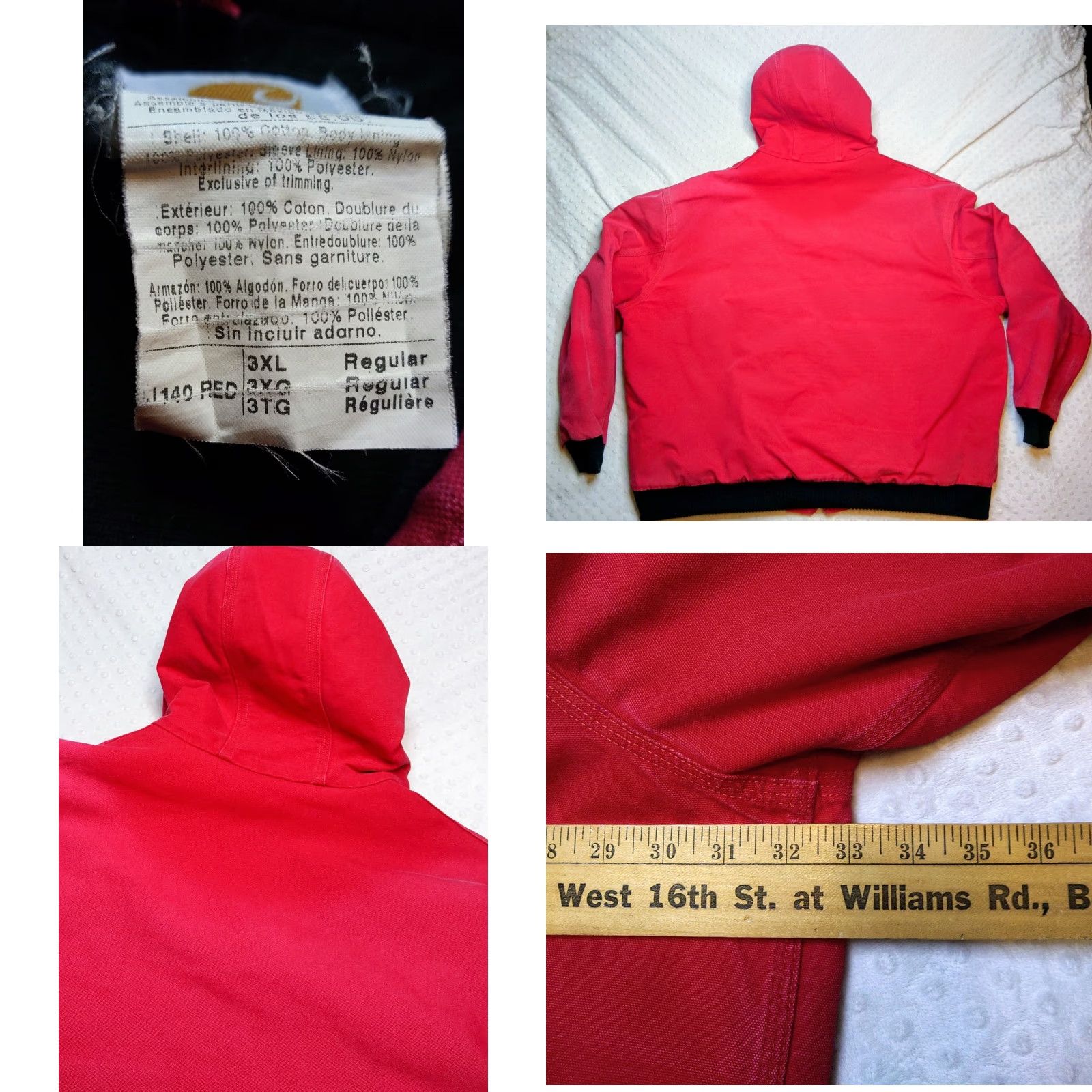 Carhartt VINTAGE Carhartt J140 RED Jacket Mens 3XL Hooded Workwear Union USA Coat Thrash 90s Jacket Size US XXL / EU 58 / 5 - 8 Thumbnail