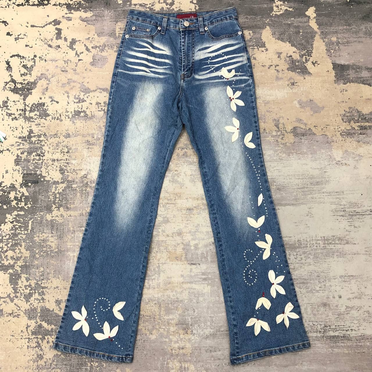 Japanese Brand P788 JB JAPAN FLARED PAINTED JEANS Size 26" / US 2 / IT 38 - 1 Thumbnail