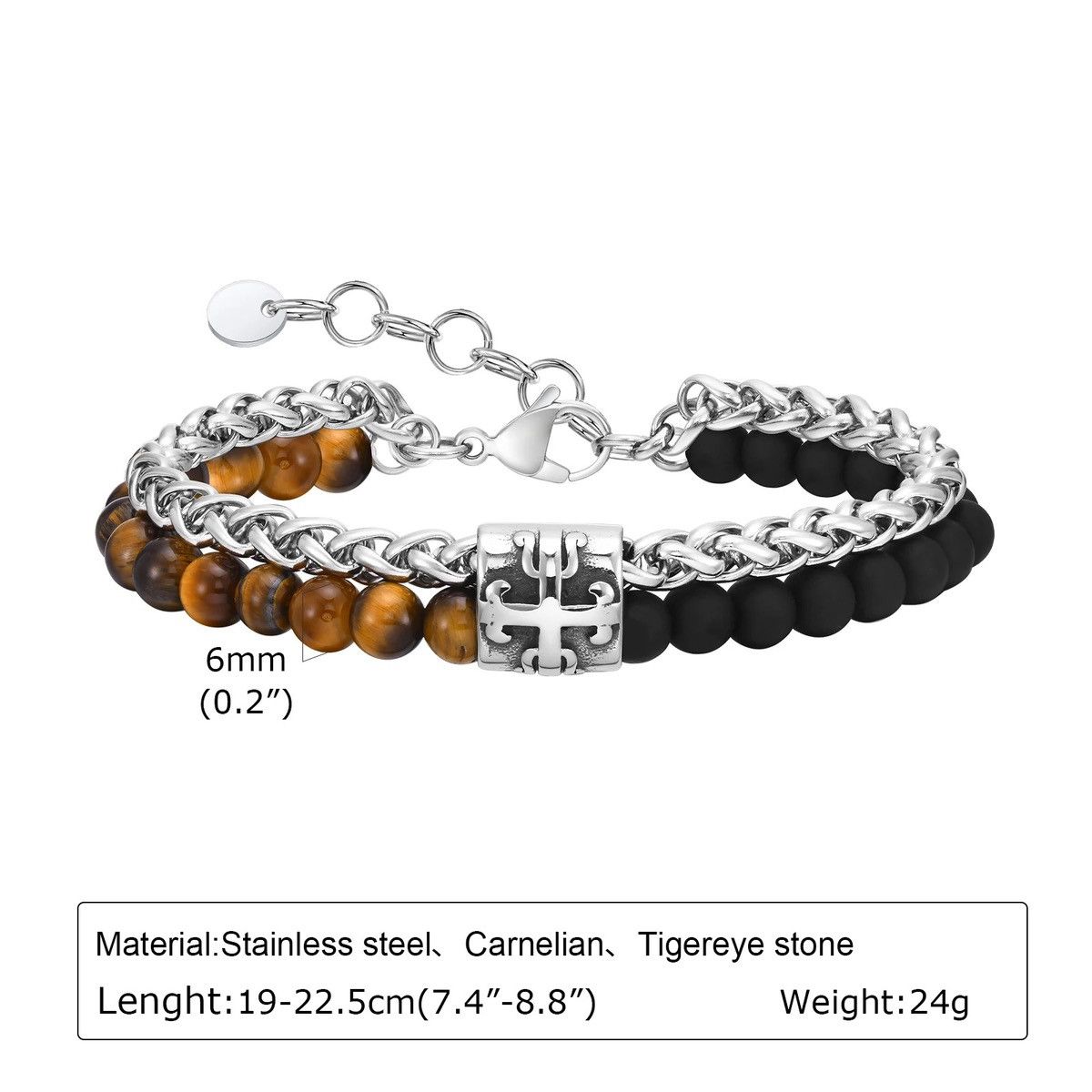 Jewelry × Vintage Double Layer Beaded Bracelet Matte Agate Tiger Eye Black St Size ONE SIZE - 7 Thumbnail