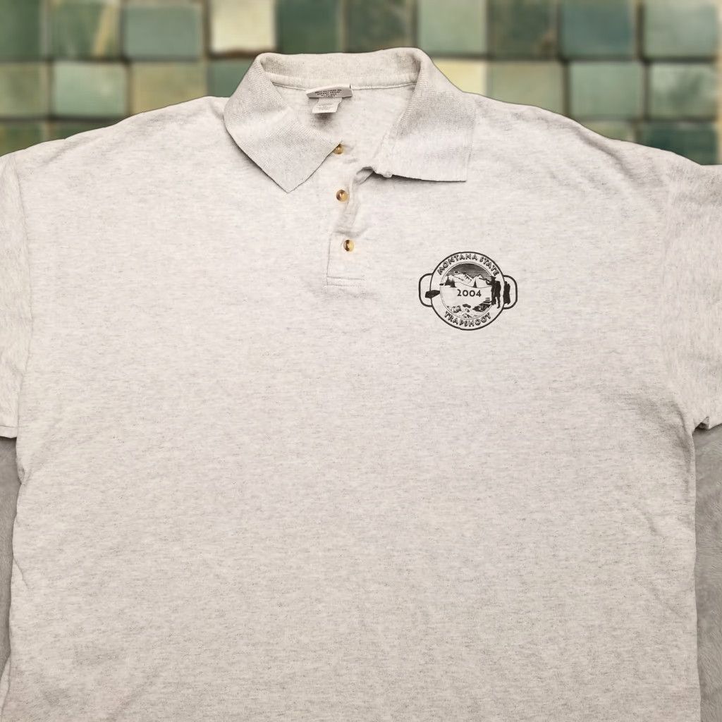 Vintage VINTAGE Montana State Trapshooting Shirt Mens 2XL Gray Polo Short Sleeve Casual polo shirt gray mens 2XL vintage Size US XXL / EU 58 / 5 - 1 Thumbnail
