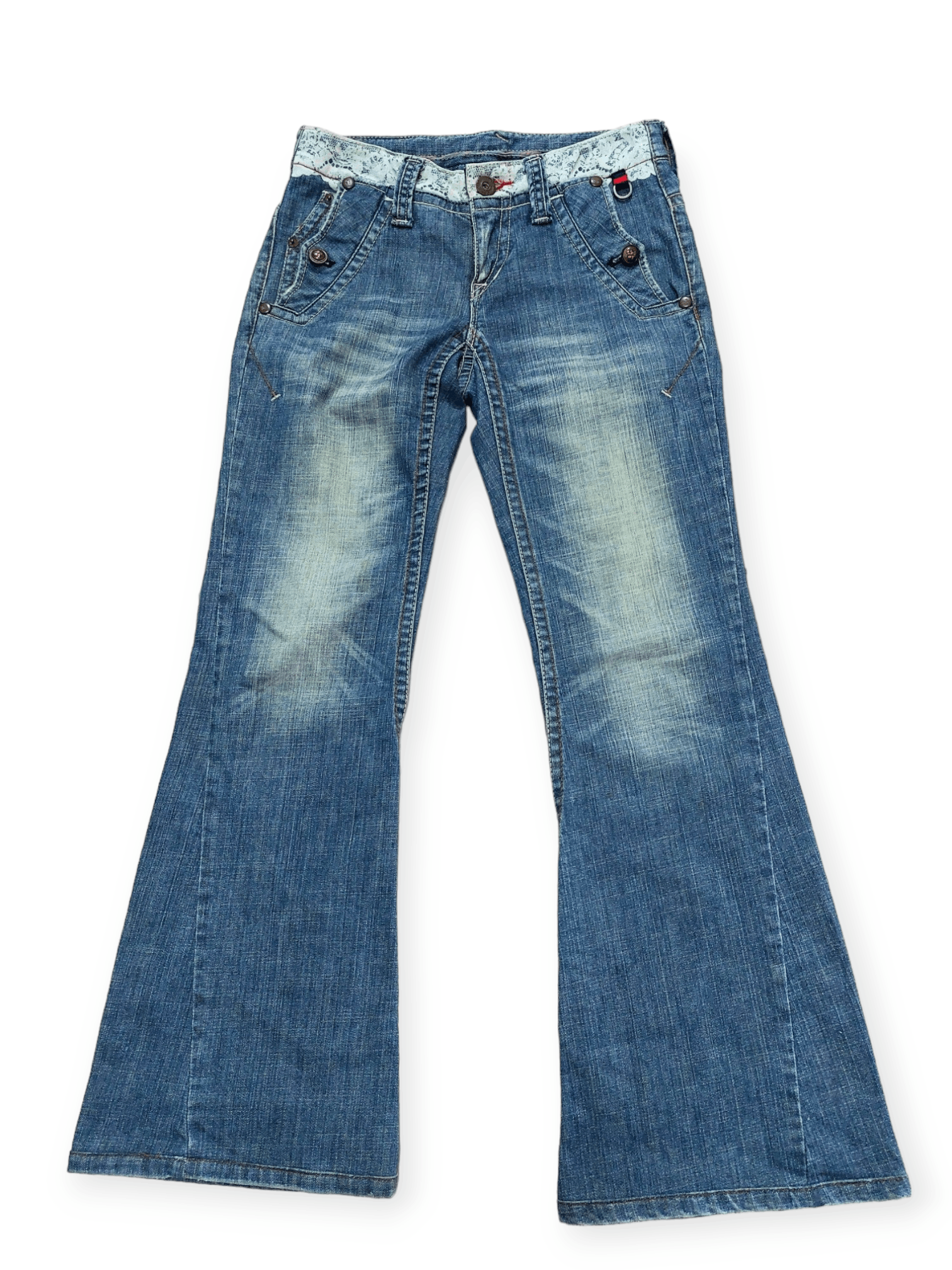Other A6 Sport Flare Low Rise Distressed Denim Size US 28 / EU 44 - 2 Thumbnail