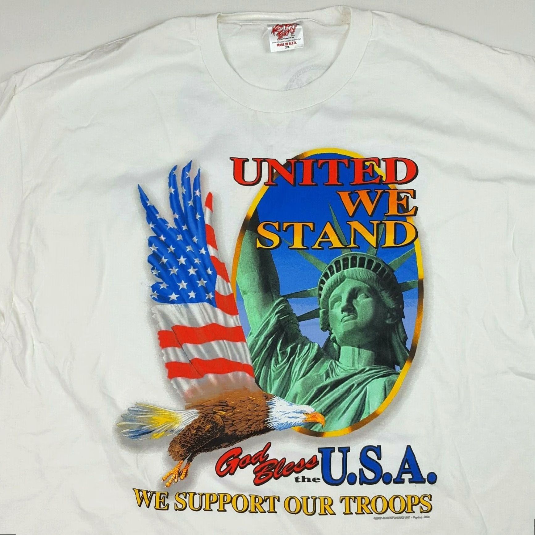 Vintage VINTAGE Know Your Enemy T-Shirt Men 2X White US Military Eagle Liberty Patriot Graphic Print Short Sleeve Crew Neck Regular Fit USA Mens Size US XXL / EU 58 / 5 - 2 Thumbnail