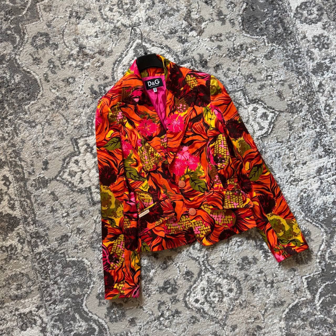 Dolce & Gabbana Dolce Gabbana Archive Neon Orange Pink Floral Blazer Jacket Size M / US 6-8 / IT 42-44 - 2 Thumbnail