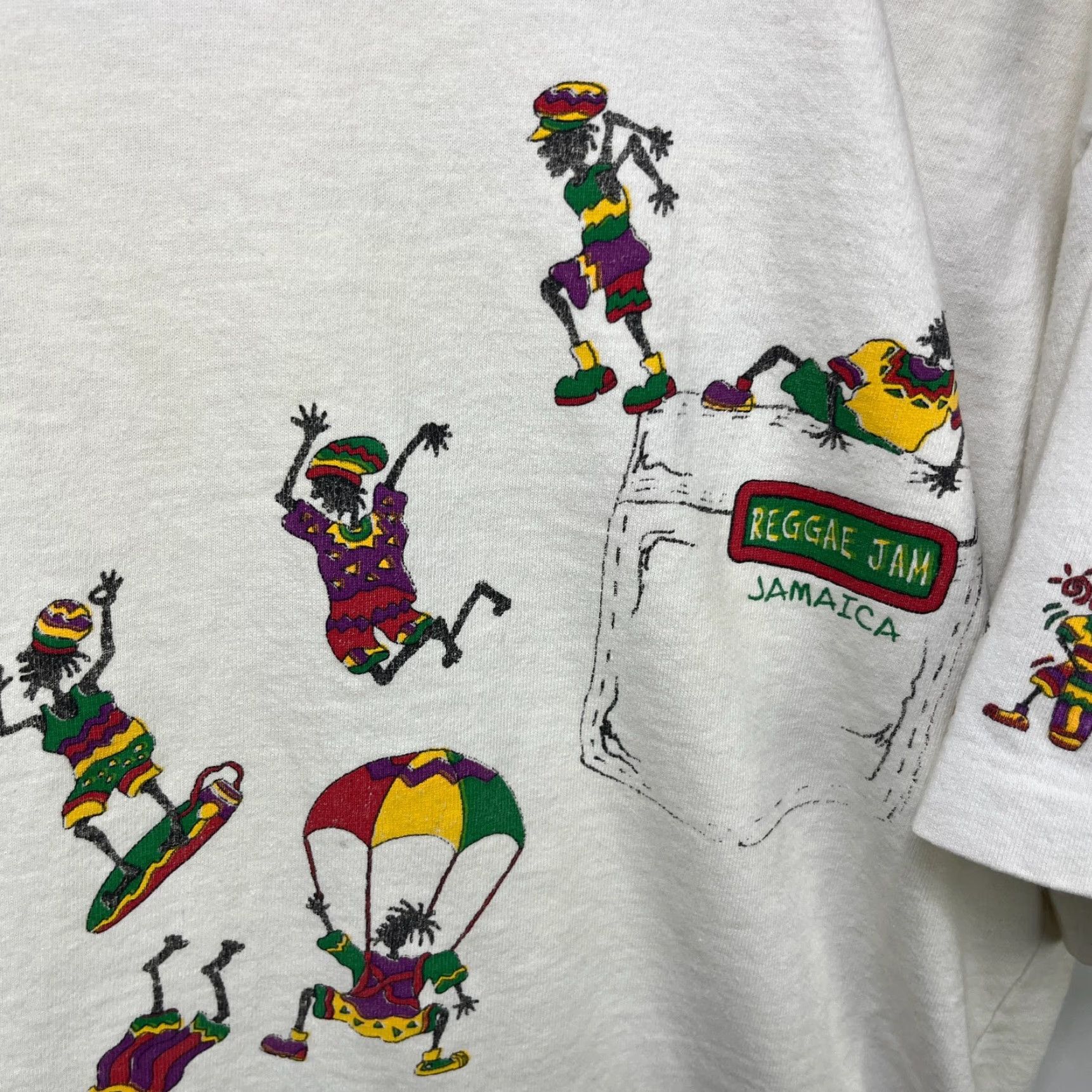 Vintage VINTAGE Jamaica Reggae Jam Rasta Single Stitch T-Shirt L Mens White 90s Size US L / EU 52-54 / 3 - 3 Thumbnail