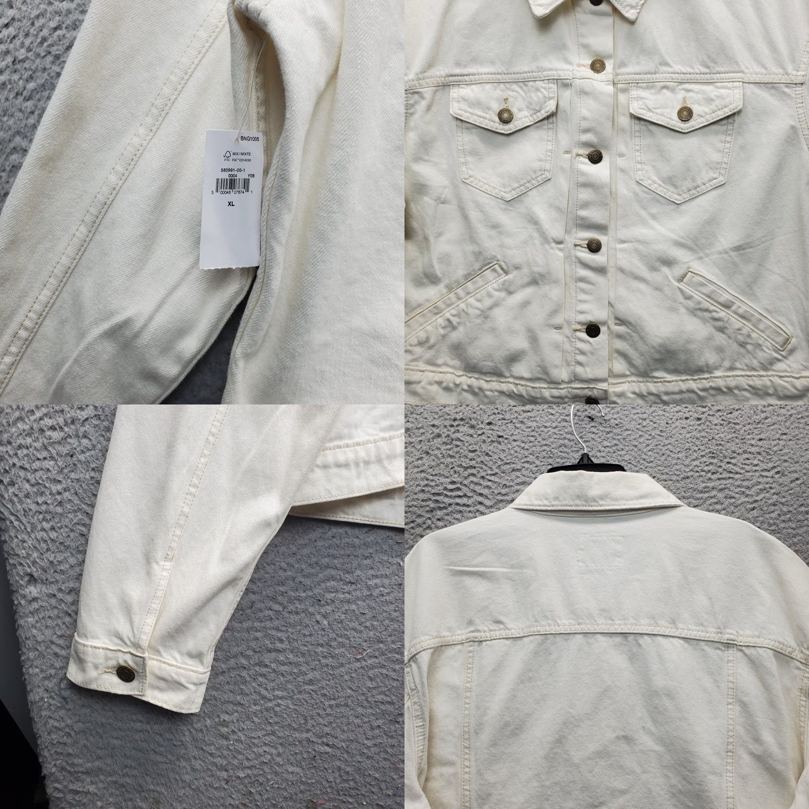Old Navy Old Navy Trucker Jacket Womens XL Cream Chest Pocket Collar Button Front Jacket Size XL / US 12-14 / IT 48-50 - 8 Thumbnail