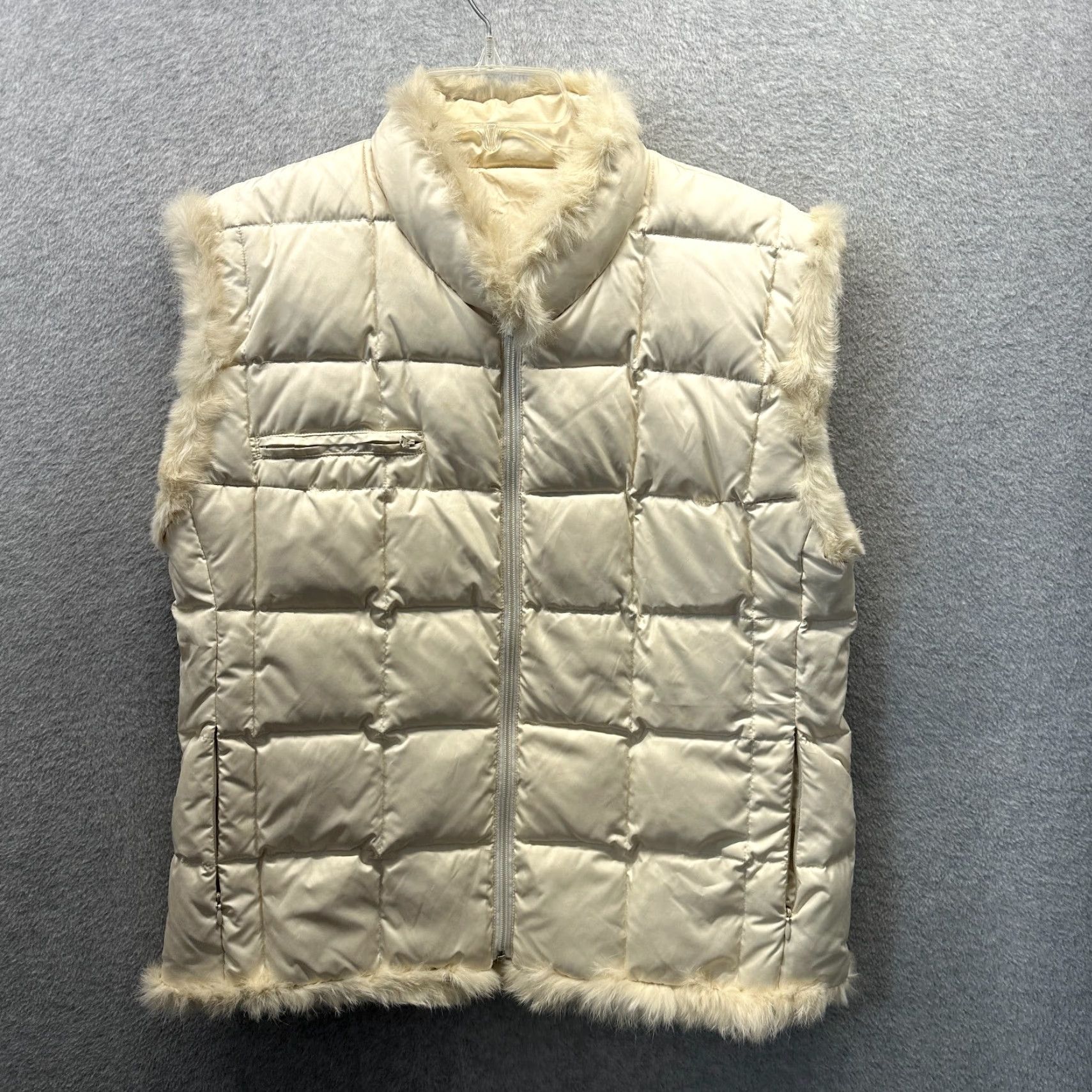 Vintage Montanaco Vest Womens XL Ivory Down Puffer Zip Sleeveless 80s 90s Fur Quilted Size XL / US 12-14 / IT 48-50 - 2 Thumbnail