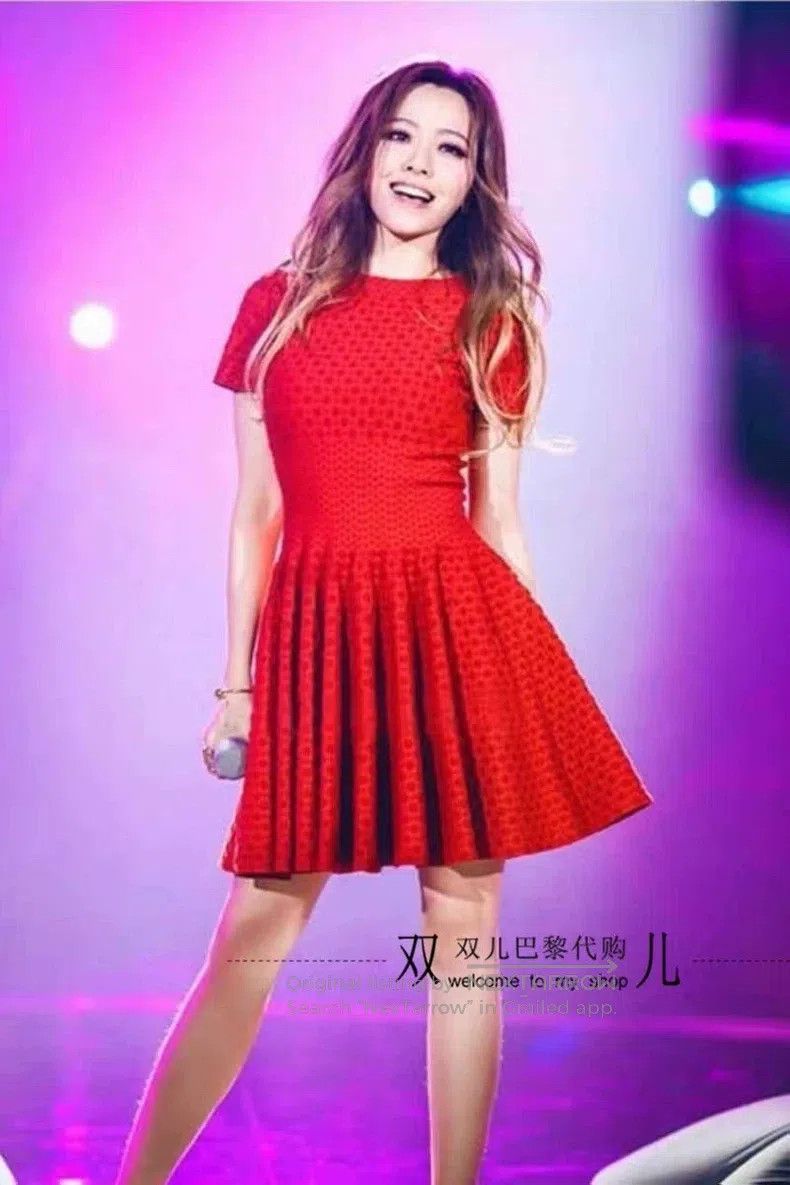 Alaia Alaia Red Crew Neck Knit A-Line Dress with Waist Cinching Size XS / US 0-2 / IT 36-38 - 8 Thumbnail
