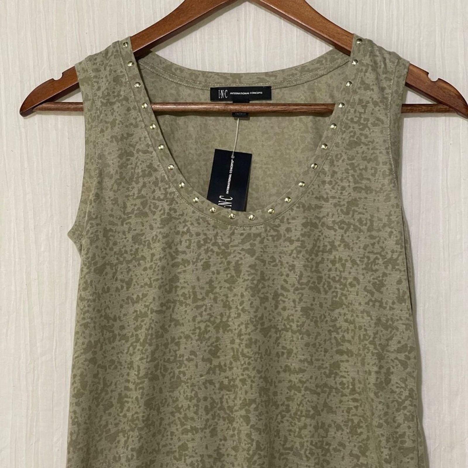 Other I.N.C. Embellished Scoop Neck Tank Top XS Sage Green New Size XS / US 0-2 / IT 36-38 - 4 Thumbnail