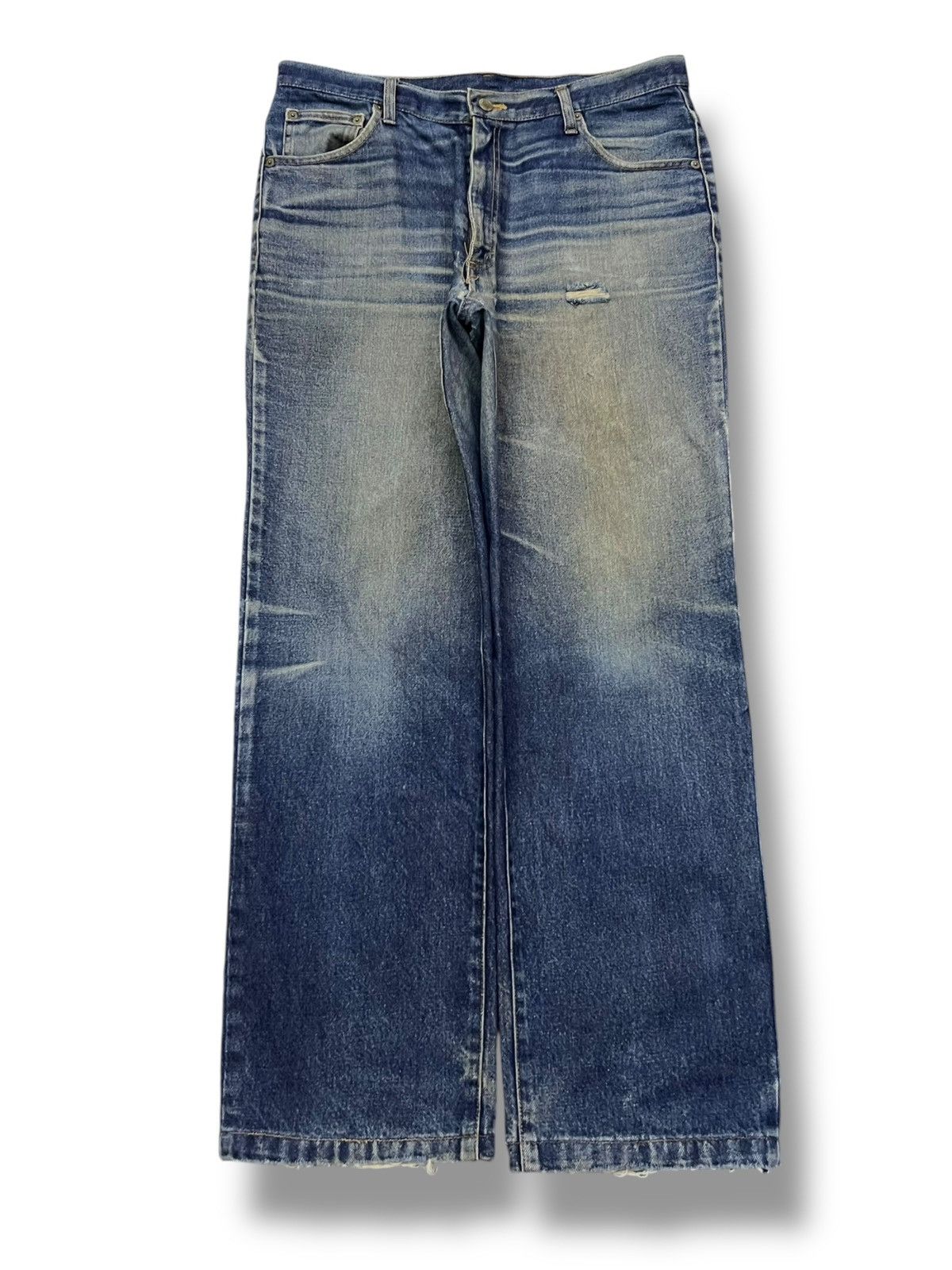 Japanese Brand Vintage Denim Of Gate MON Japan - Faded Mud Wash, Distressed Size US 35 - 2 Thumbnail