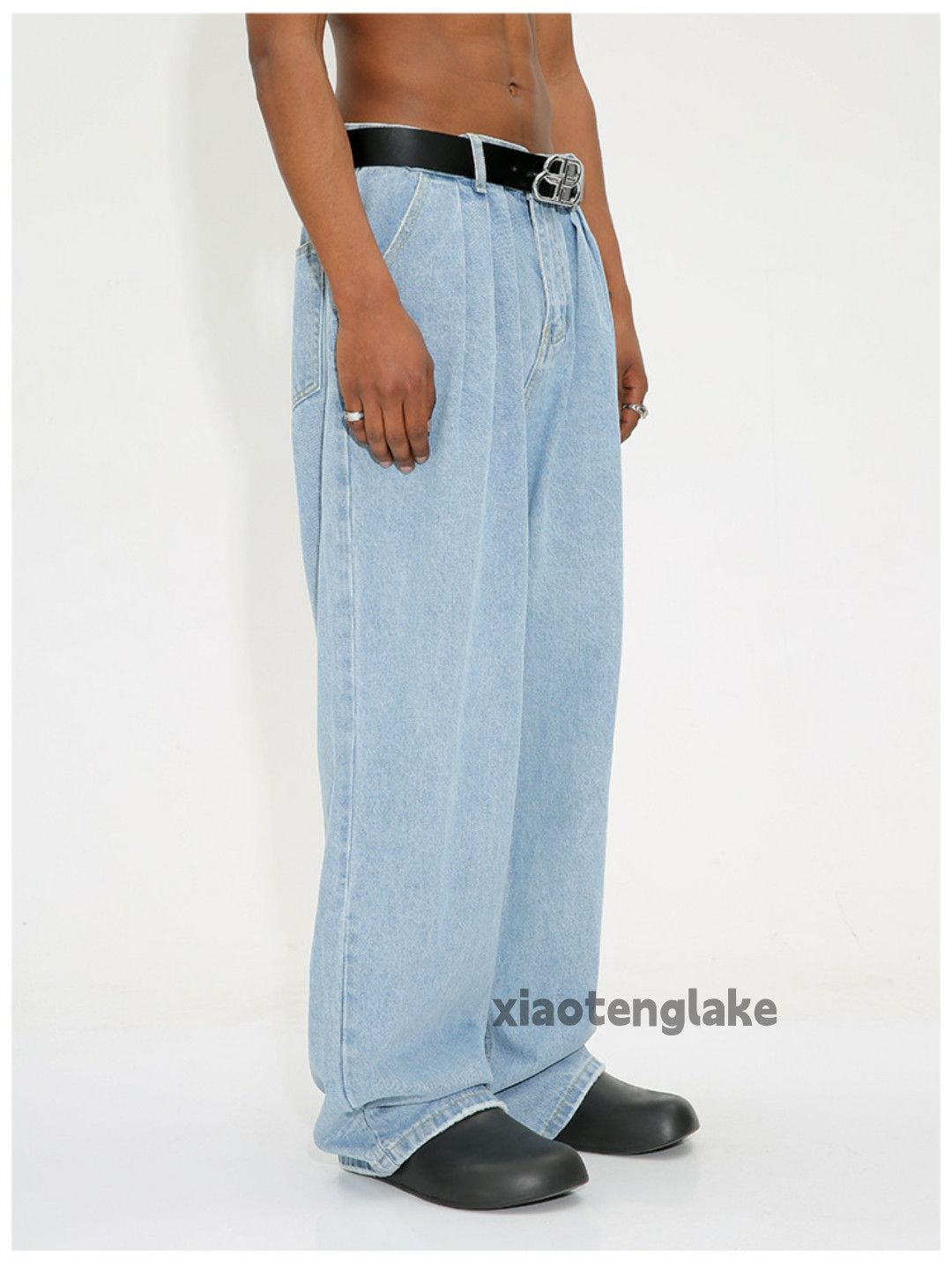 Jean washed faded y2k skate hiphop pleated baggy jeans Size US 33 - 3 Thumbnail