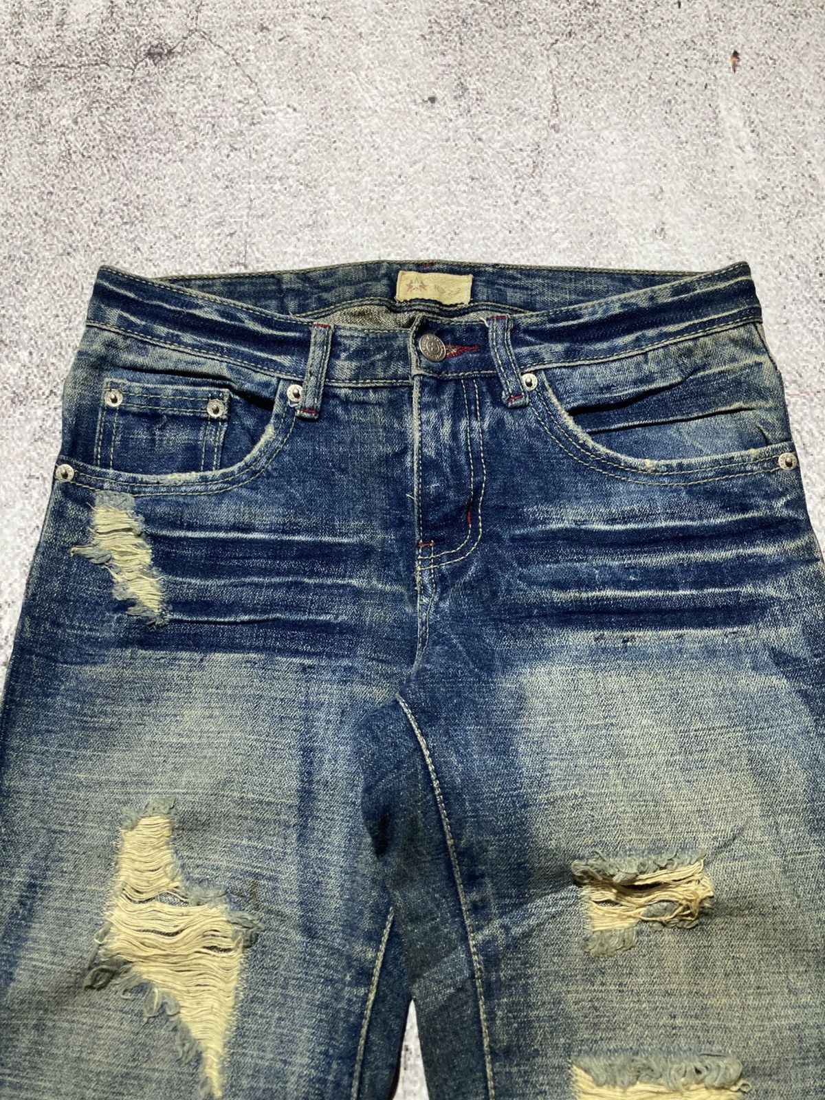 Japanese Brand 2000s Star R Distressed Ripped Lgb Punk Style Pants Jeans Size US 28 / EU 44 - 6 Thumbnail