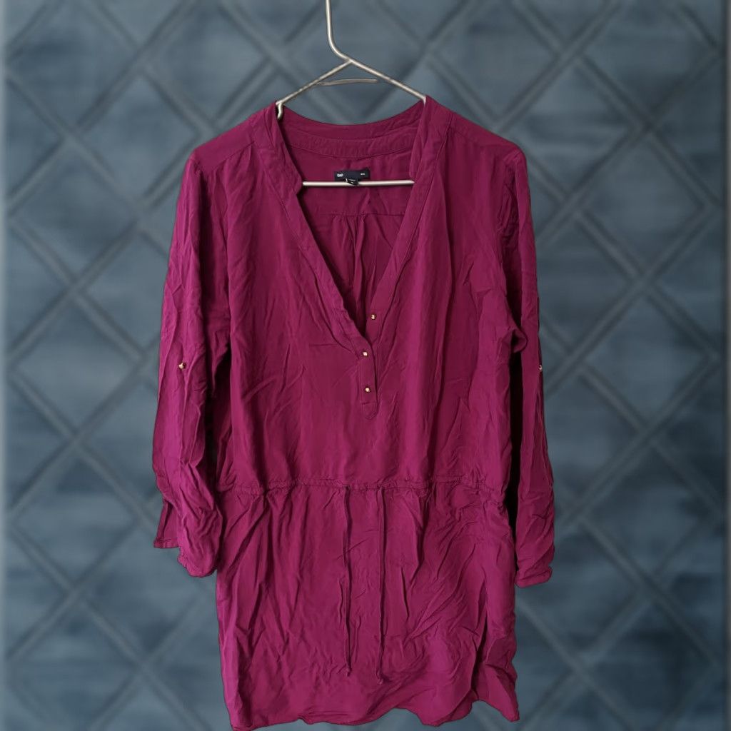 Gap Gap Magenta Long Sleeve Dress Tied Waist XL Women Hi-Low Size XL / US 12-14 / IT 48-50 - 1 Thumbnail