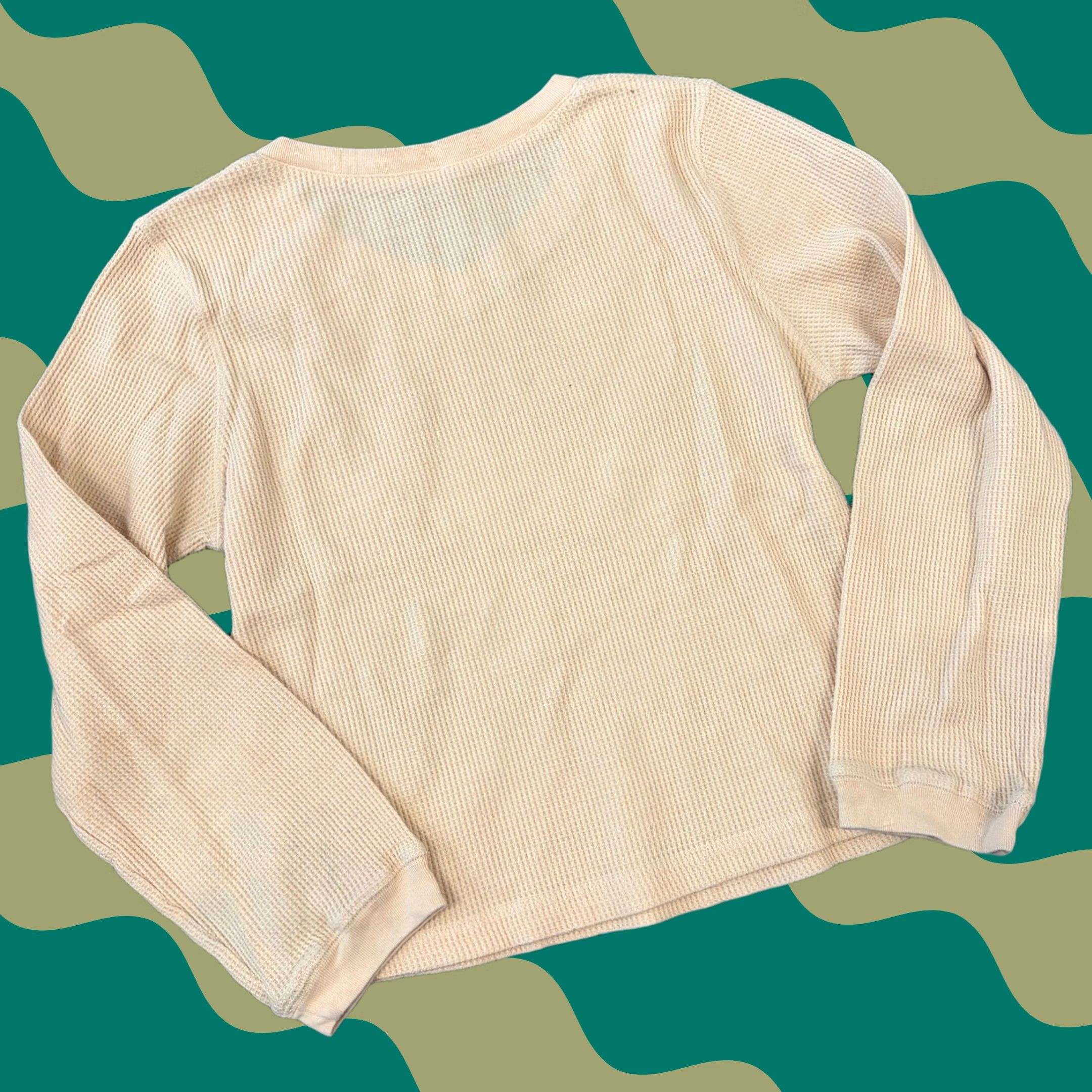 Vintage VINTAGE Y2K Beige Cream Waffle Knit Thermal Longsleeve Shirt Women’s Medium Size M / US 6-8 / IT 42-44 - 1 Thumbnail
