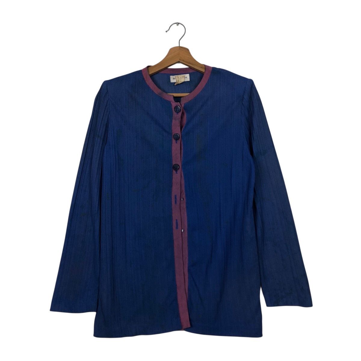 Yves Saint Laurent Vintage Indigo Woven Tunic Shirt Yves Saint Laurent Size M / US 6-8 / IT 42-44 - 2 Thumbnail