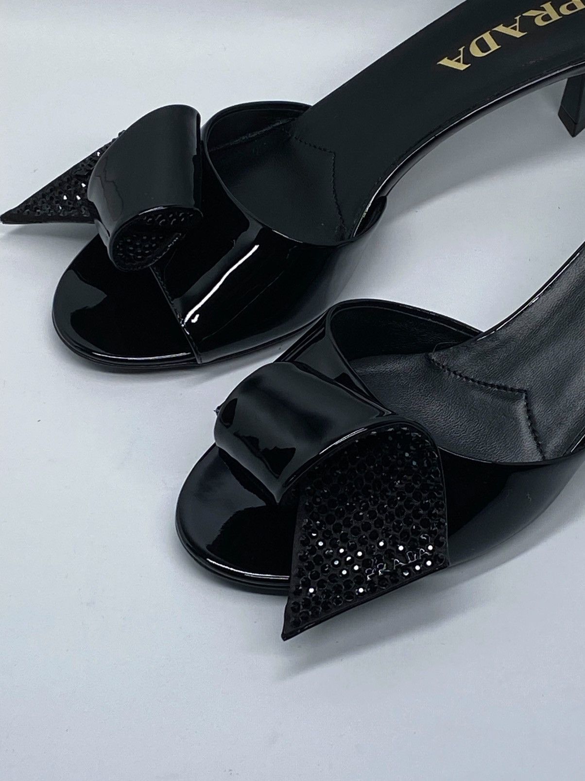 Prada Prada Patent leather Crystal embellished sandals size 38.5 Size US 8.5 / IT 38.5 - 5 Thumbnail