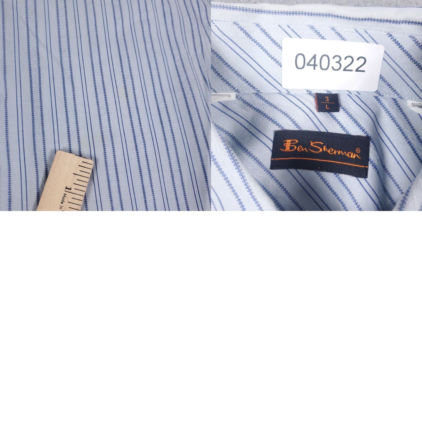 Ben Sherman VINTAGE Ben Sherman Shirt Mens Large Blue Striped Button-Up Long Sleeve (Note: Original is not vintage; remove "VINTAGE") Size US L / EU 52-54 / 3 - 8 Thumbnail