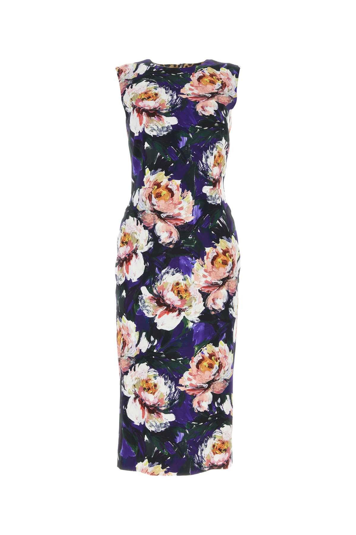 image of Dolce Gabbana Printed Stretch Viscose Dress in Floral, Women's (Size Medium)