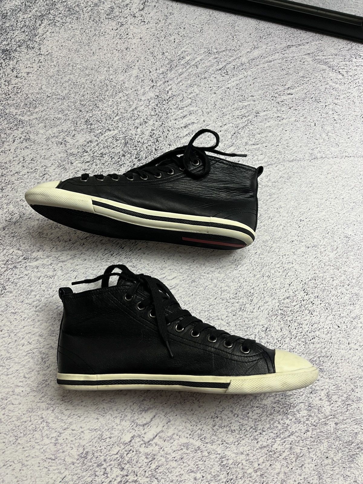 Prada Prada Red Tab Leather High Top Sneakers Shoes Size US 6 / IT 36 - 5 Thumbnail