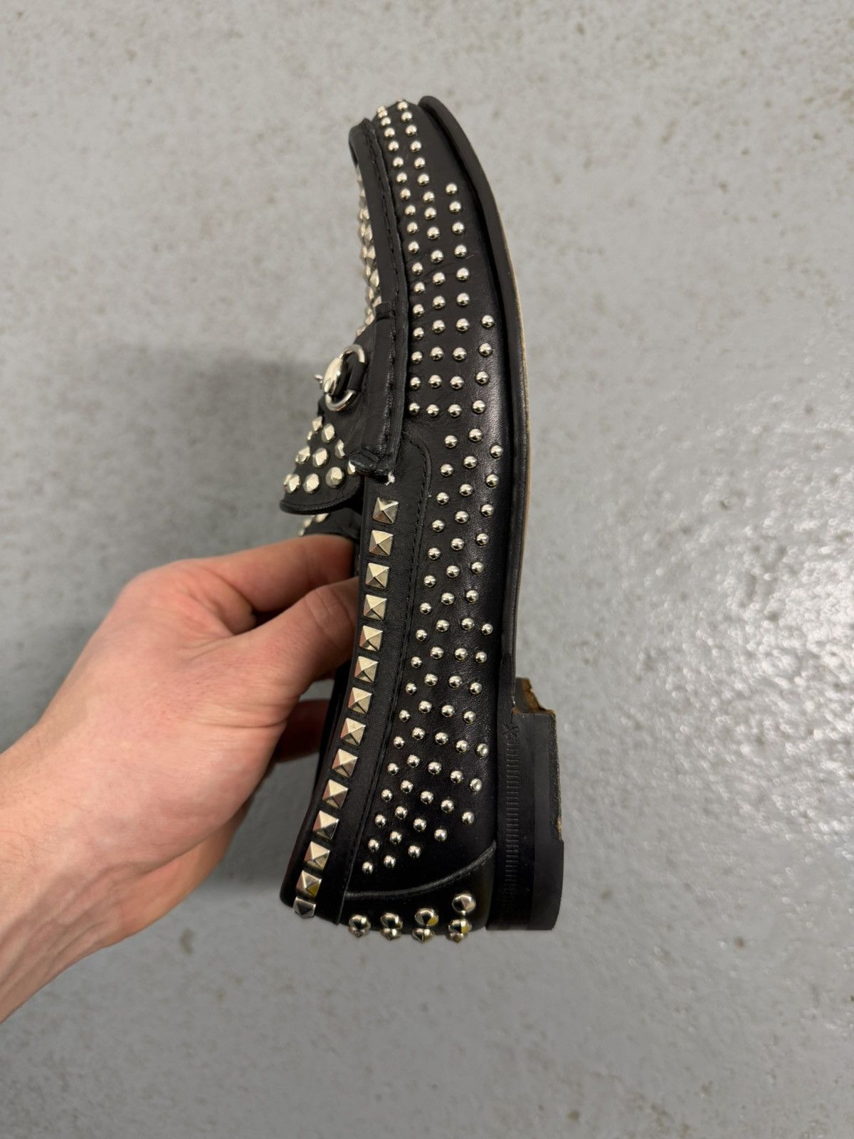 Gucci Gucci Horsebit 1953 Studded Leather Loafers Size US 7 / IT 37 - 10 Thumbnail