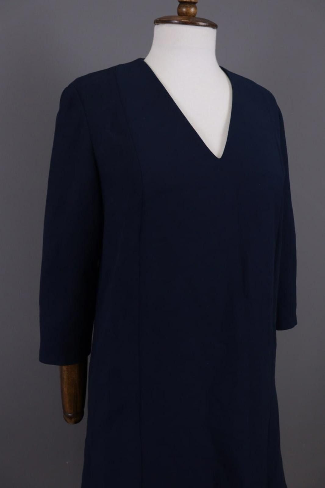 Lauren Ralph Lauren Me+Em Blue V-Neck Evening Long Sleeve A-Line Dress Size 12 Size XL / US 12-14 / IT 48-50 - 5 Thumbnail