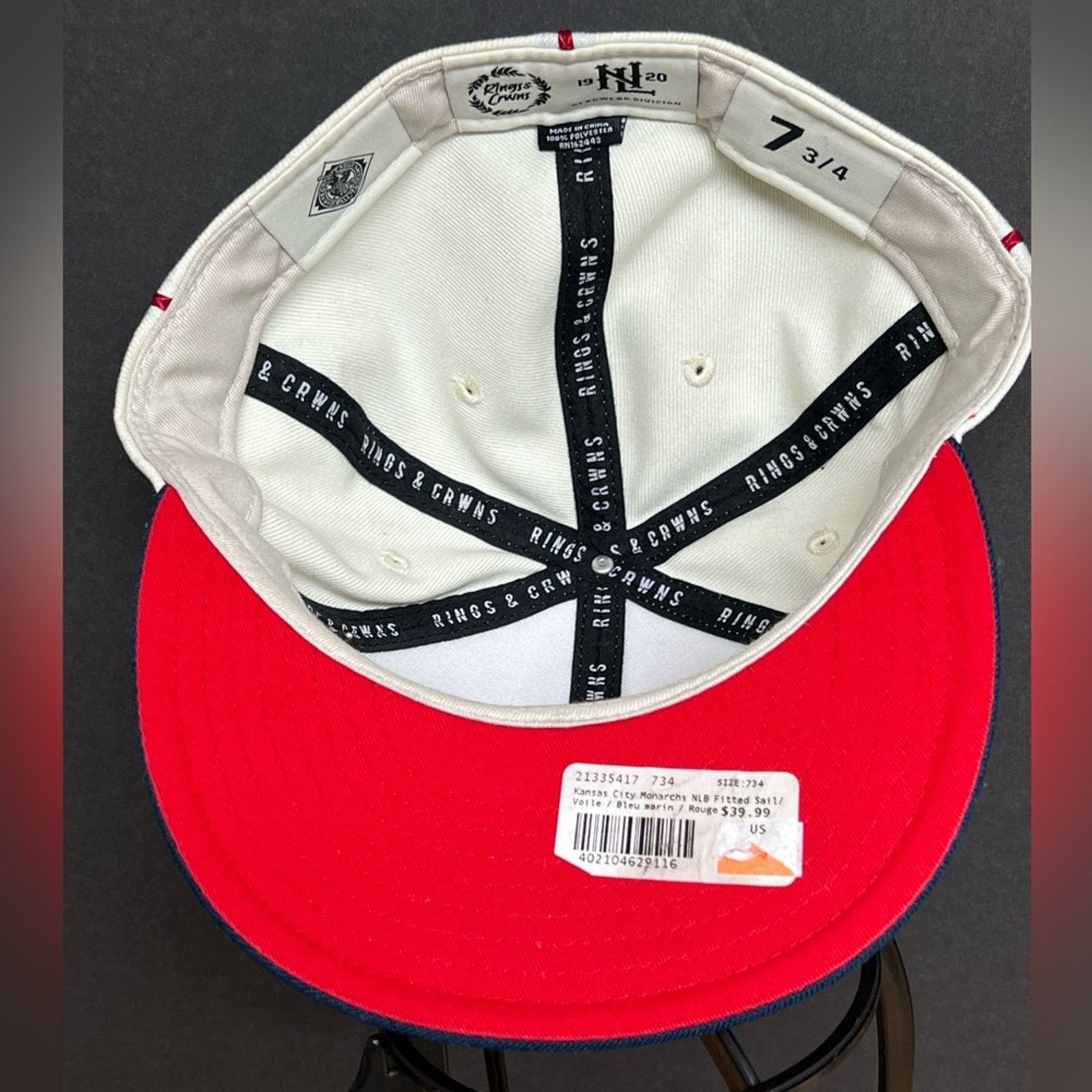 Authentic Negro Leagues Kansas City Monarchs Hat NEGRO Throwback 7 3/4 Crowns NWOT Size ONE SIZE - 4 Thumbnail