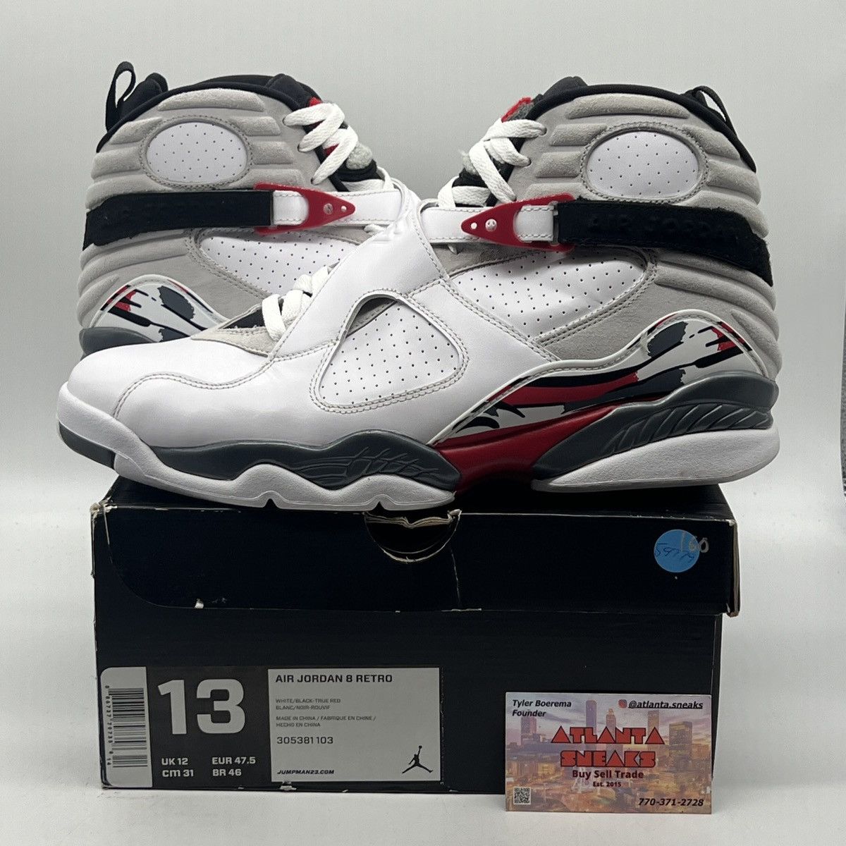 image of Air Jordan 8 Bugs Bunny Shoes in White, Men's (Size 13)