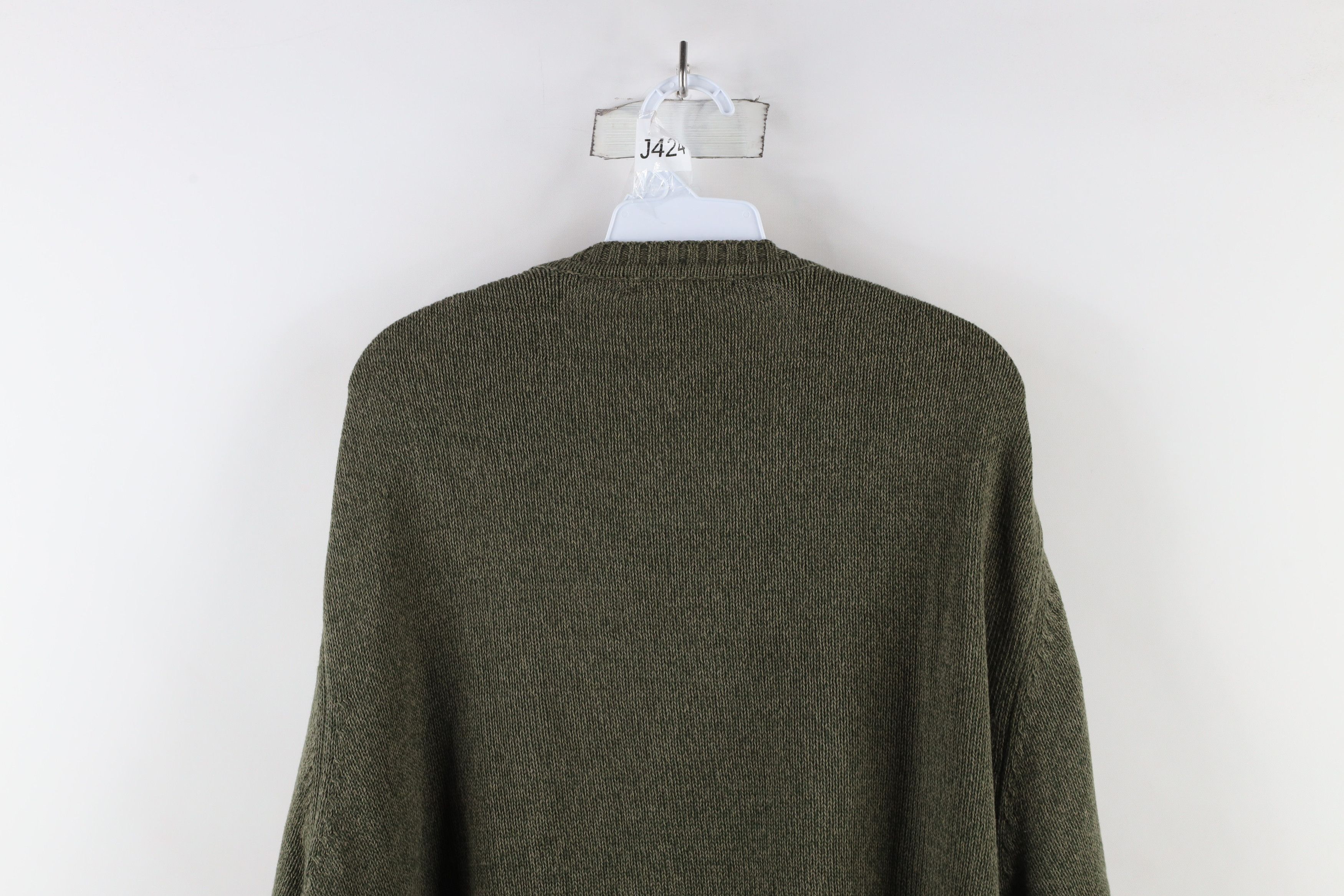 Vintage Vintage 90s Streetwear Cable Knit Crewneck Sweater Green Size US XL / EU 56 / 4 - 8 Thumbnail