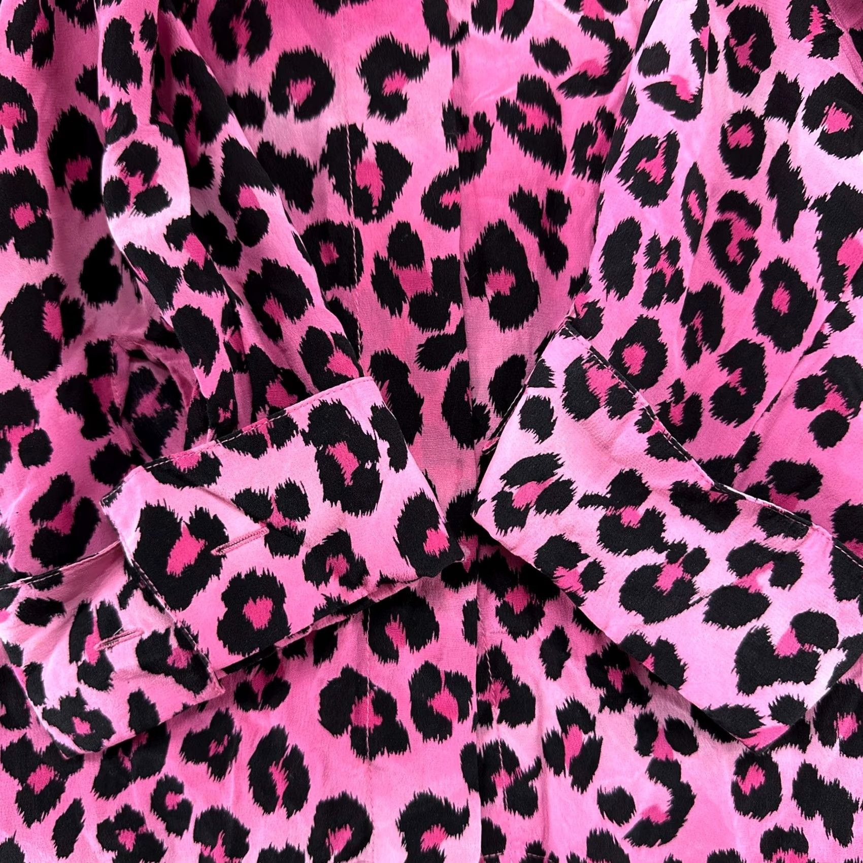 Vintage VINTAGE Leopard Blouse Womens XL Pink Button Up Top Animal Print Polyester Y2K Size XL / US 12-14 / IT 48-50 - 2 Thumbnail