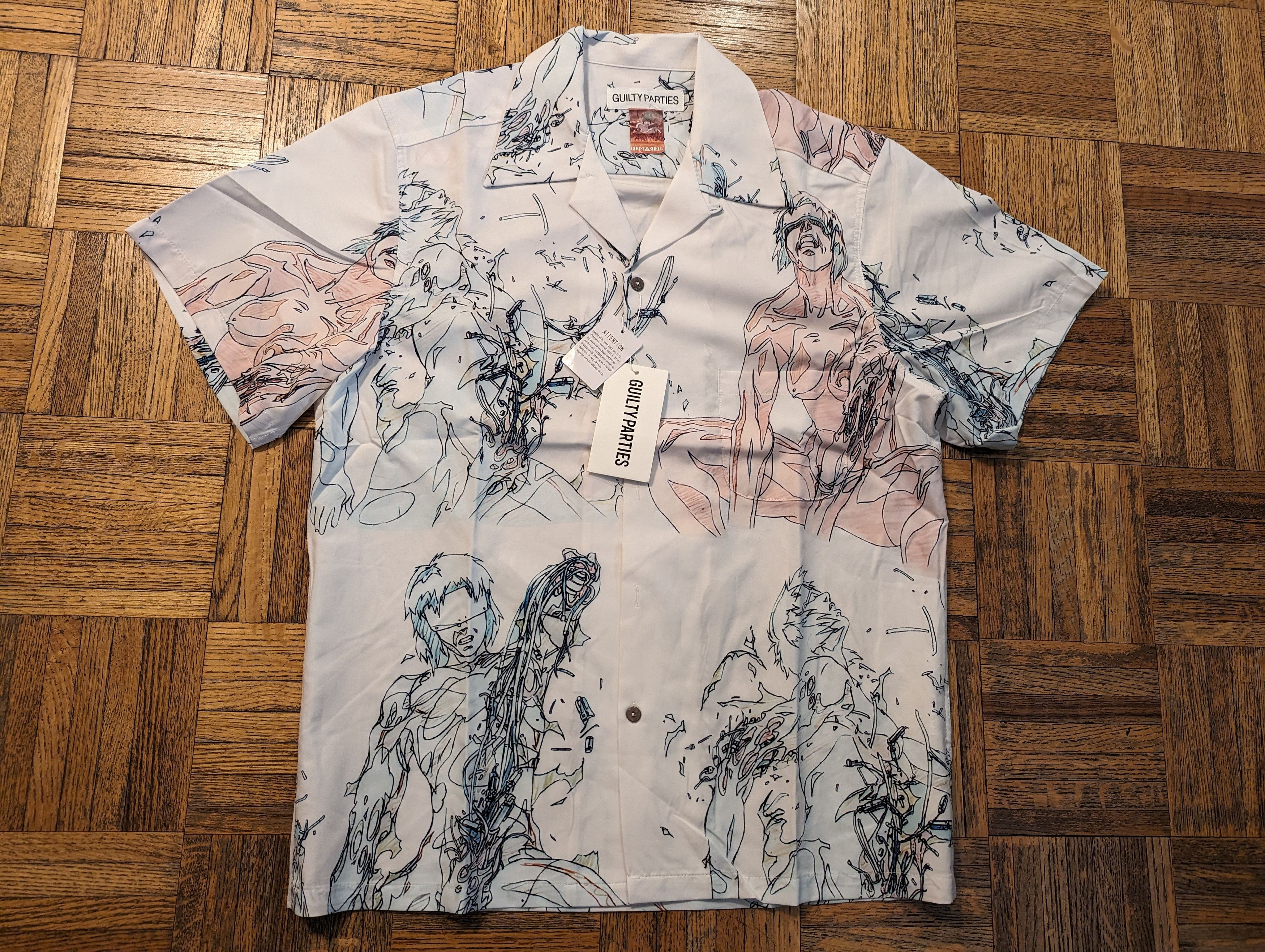 Image of Wacko Maria The Guilty Parties/ghost In The Shell Shirt, New With Tags in White, Men's (Size Small)