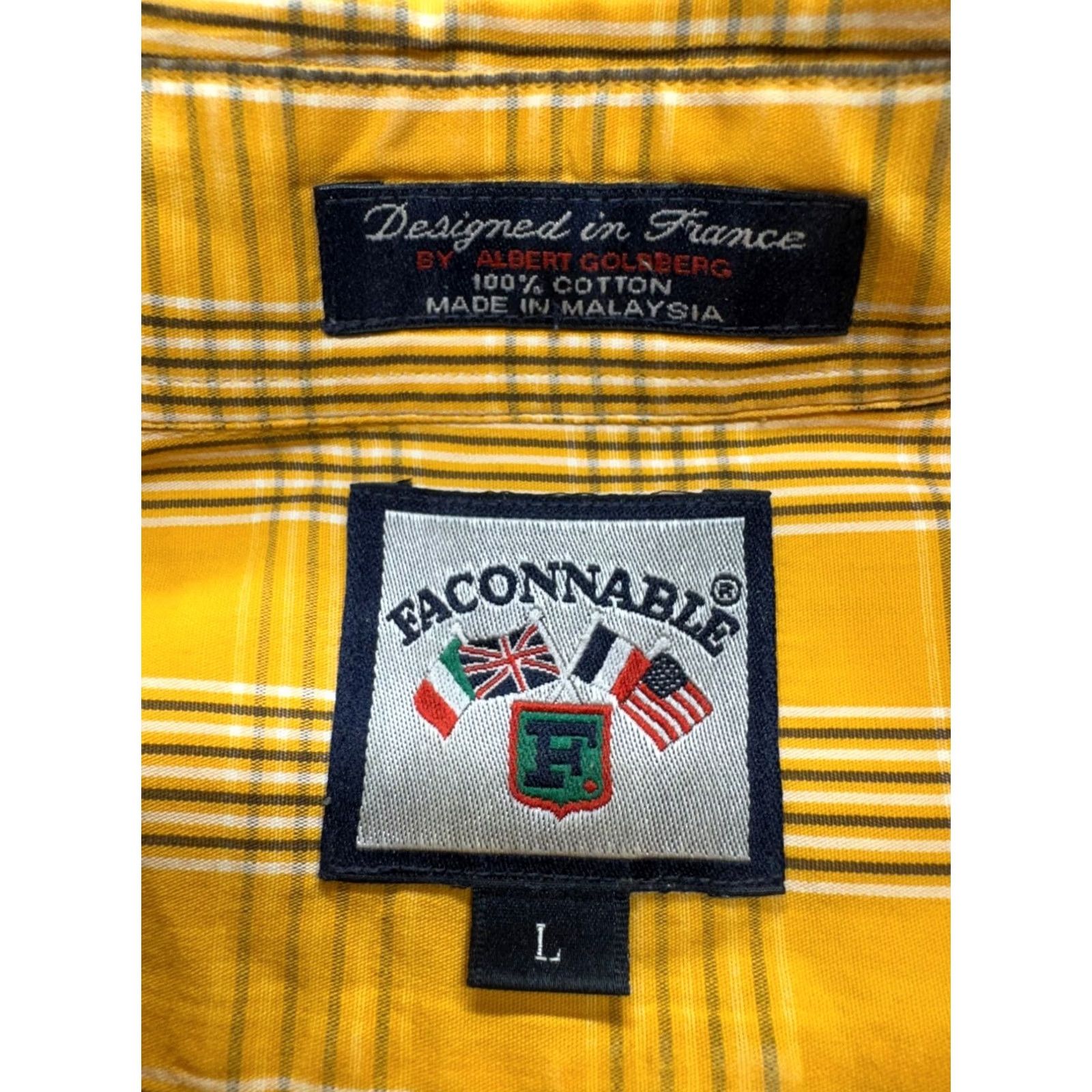 Faconnable VINTAGE Faconnable Shirt Button-Up Long Sleeve Yellow & White Plaid 100% Cotton Mens L Size US L / EU 52-54 / 3 - 4 Thumbnail