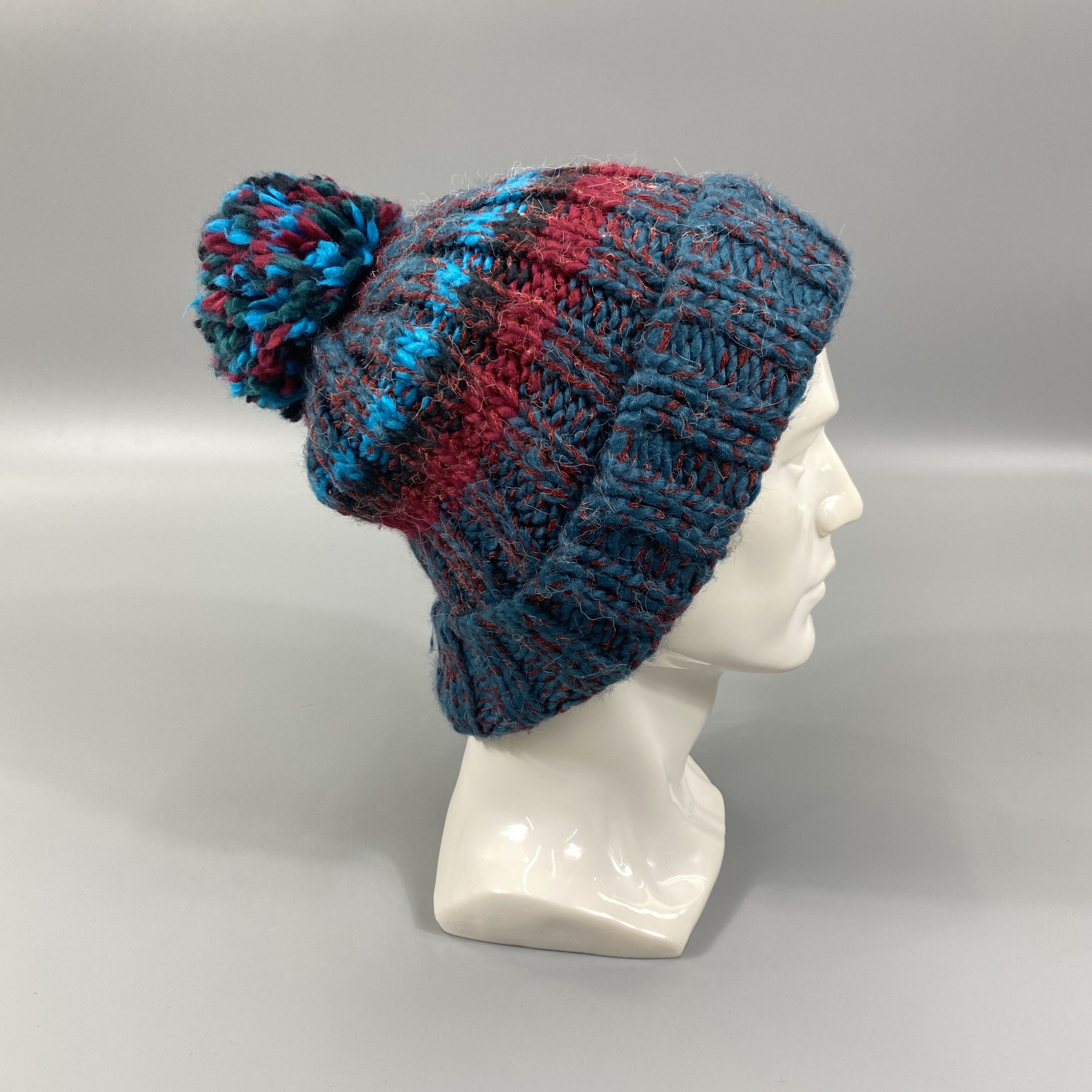 Japanese Brand Knitted Multicolor Beanie Hats Pom Pom -BN1051 Size ONE SIZE - 4 Thumbnail