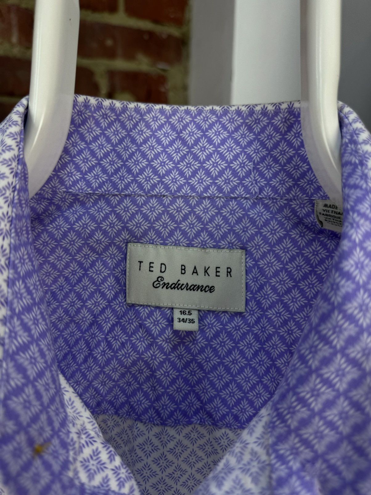 Designer × Ted Baker TED BAKER Endurance Printed Geometric White/Purple Shirt Size US XL / EU 56 / 4 - 13 Thumbnail