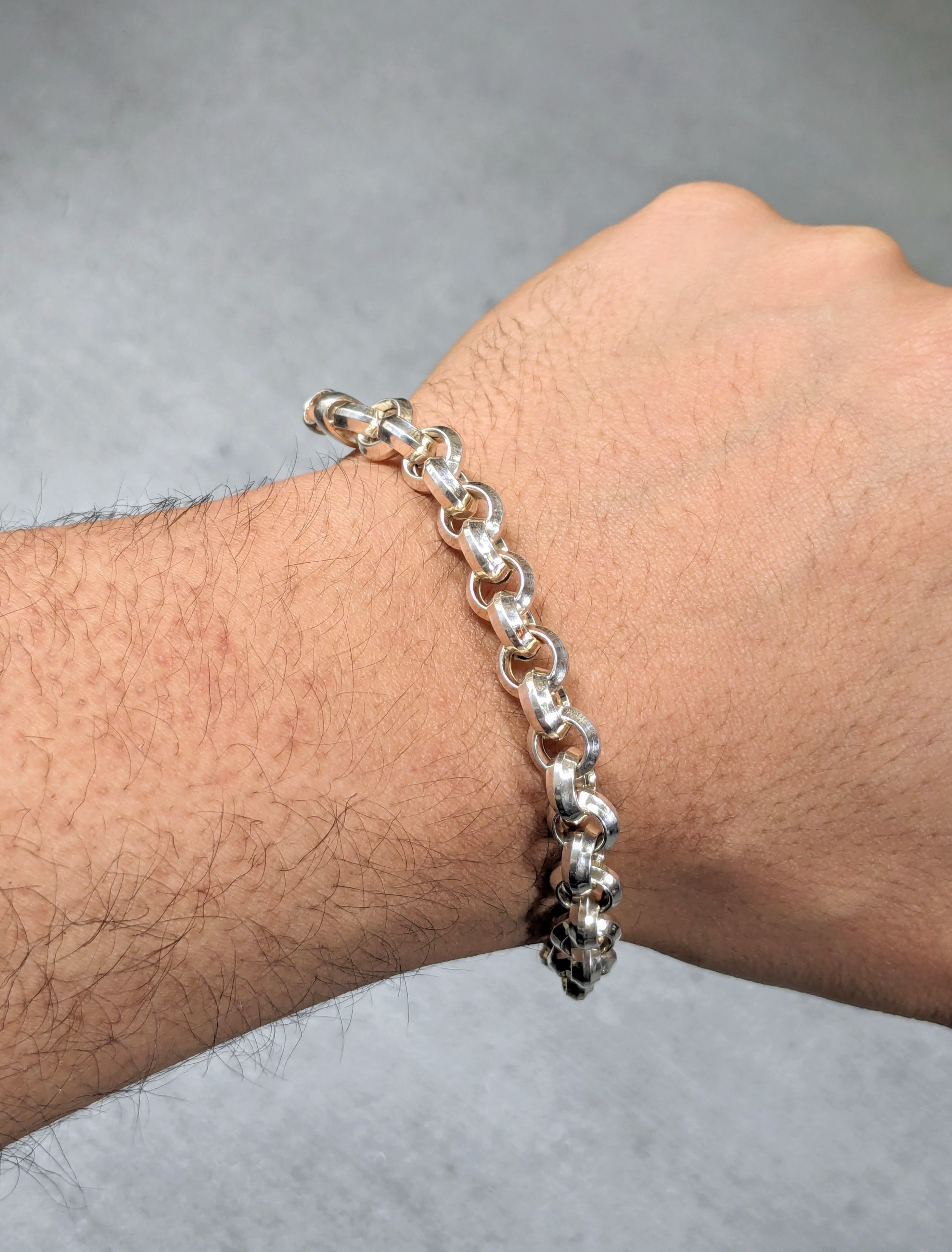 image of Jewelry x Vintage Sterling Silver Bracelet 7.5 Round Rolo Y2K Chain, Men's