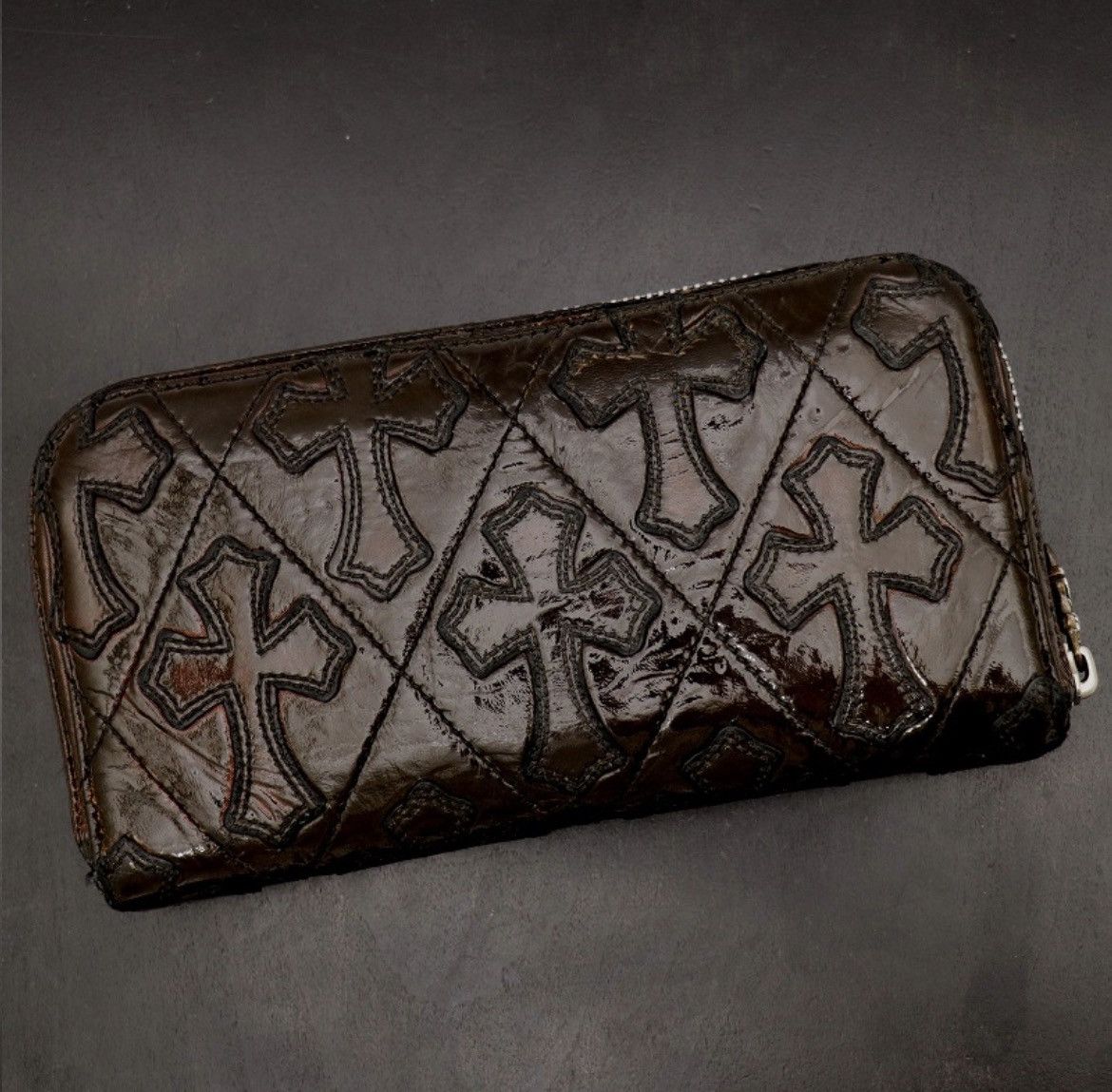 Chrome Hearts Chrome Hearts Patent leather cross patch ZIP QUILTED wallet Size ONE SIZE - 2 Thumbnail