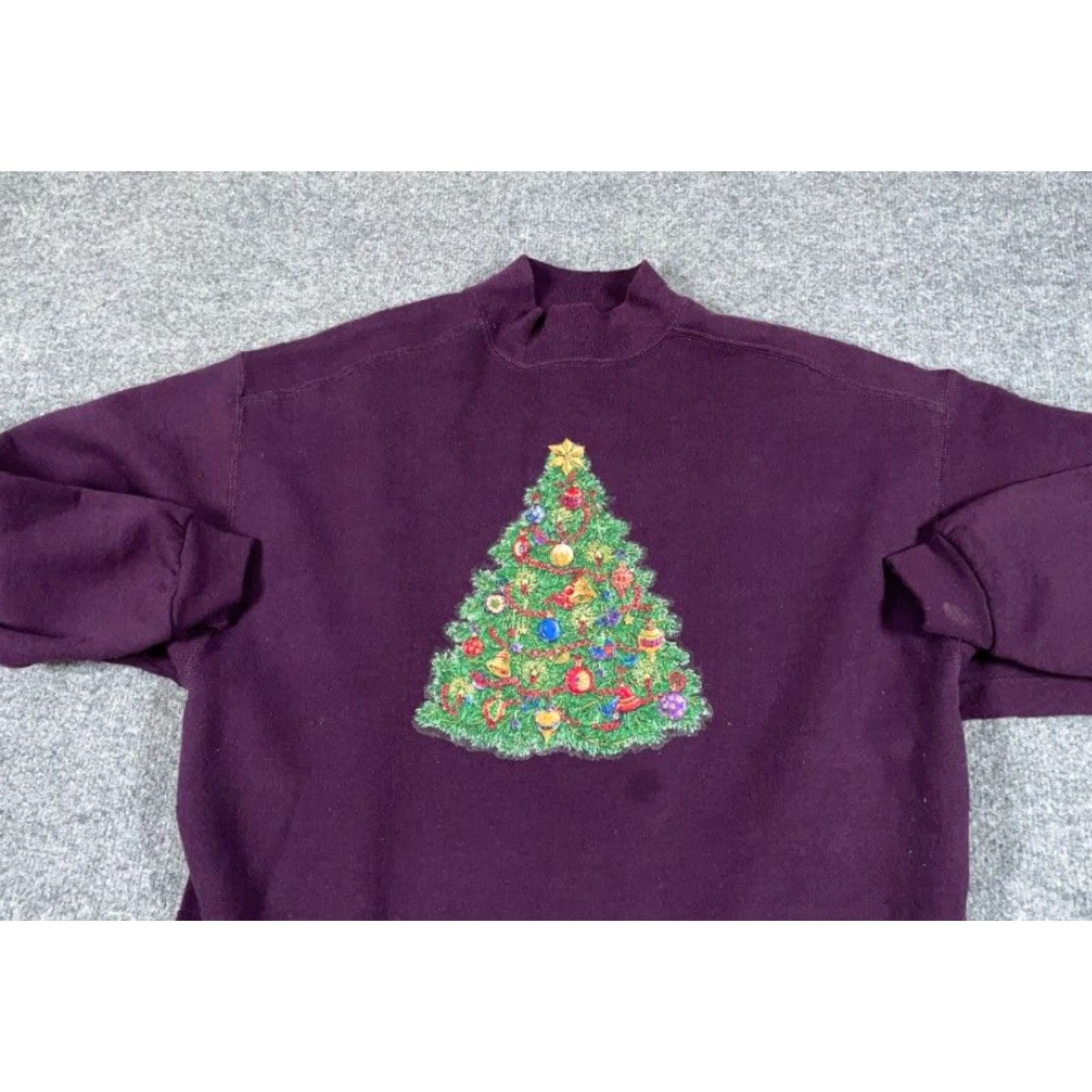 Vintage VINTAGE Chic Sweatshirt Large Purple Christmas Tree Mock Neck Holiday Grandma Women's Size L / US 10 / IT 46 - 7 Thumbnail
