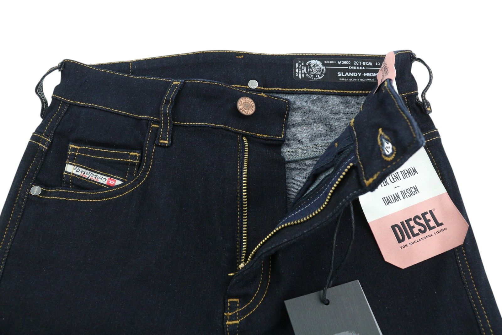 Diesel SLANDY-HIGH 009CW W26/L32 Skinny High Waist Jeans 40674 Size 26" / US 2 / IT 38 - 4 Thumbnail