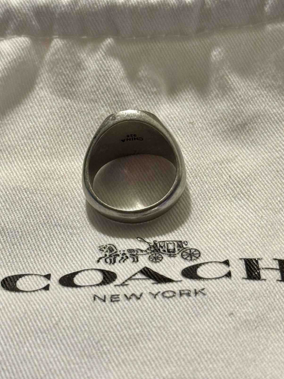 Coach Coach Men's Sterling Silver Signature C Signet Ring Size ONE SIZE - 2 Thumbnail