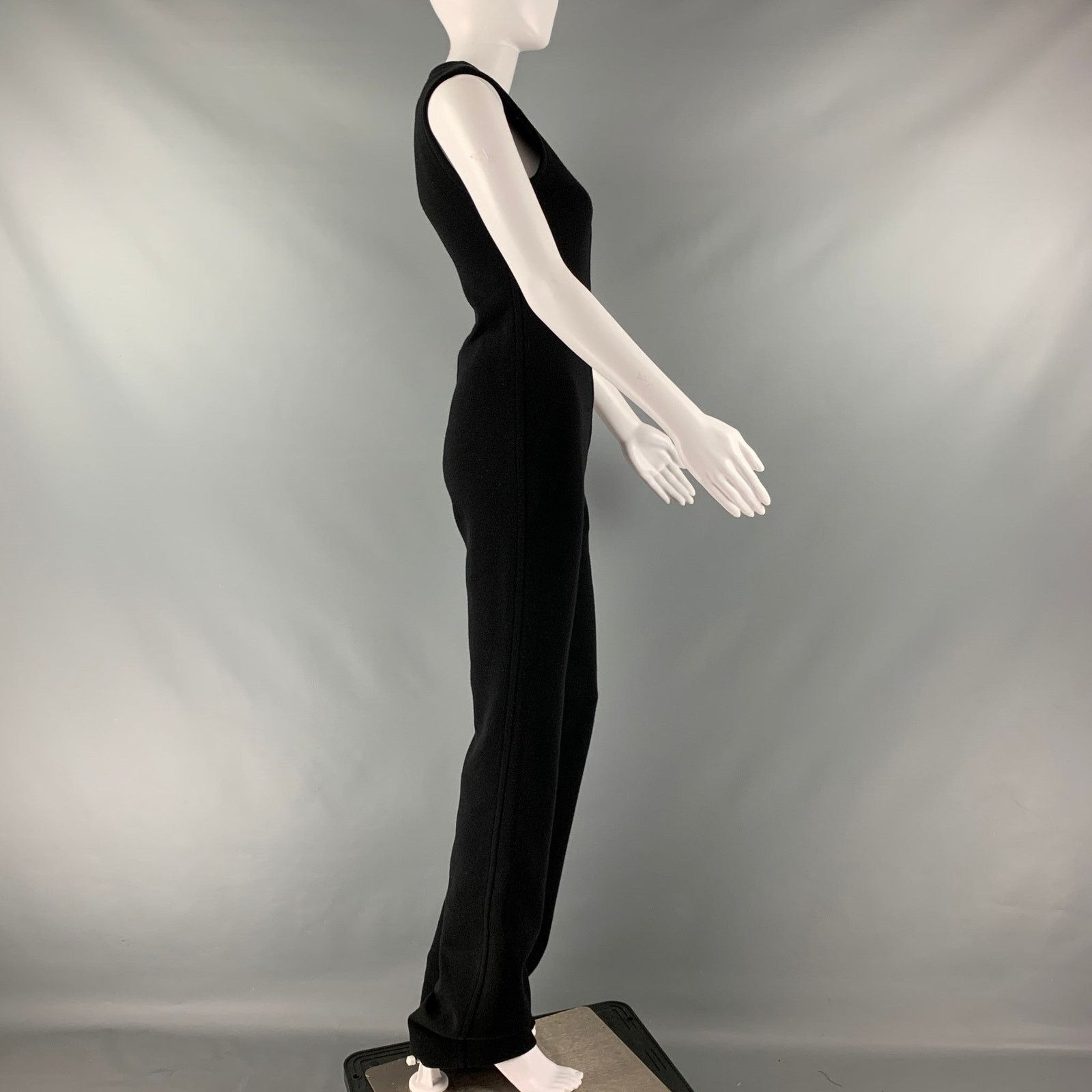 Saint Laurent Paris SAINT LAURENT Size 2 Black Wool Blend Sleeveless Jumpsuit Size 26" / US 2 / IT 38 - 3 Thumbnail