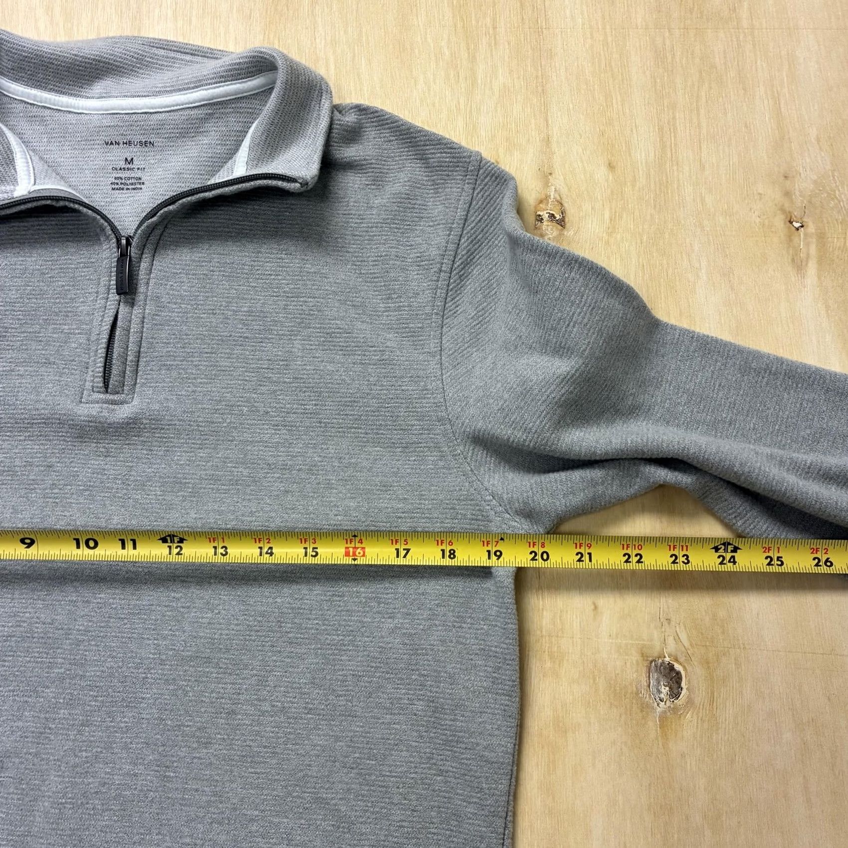 Van Heusen Van Heusen Sweater Mens M Gray Waffle-Knit Mock Neck 1/4 Zip Pullover Size US M / EU 48-50 / 2 - 5 Thumbnail
