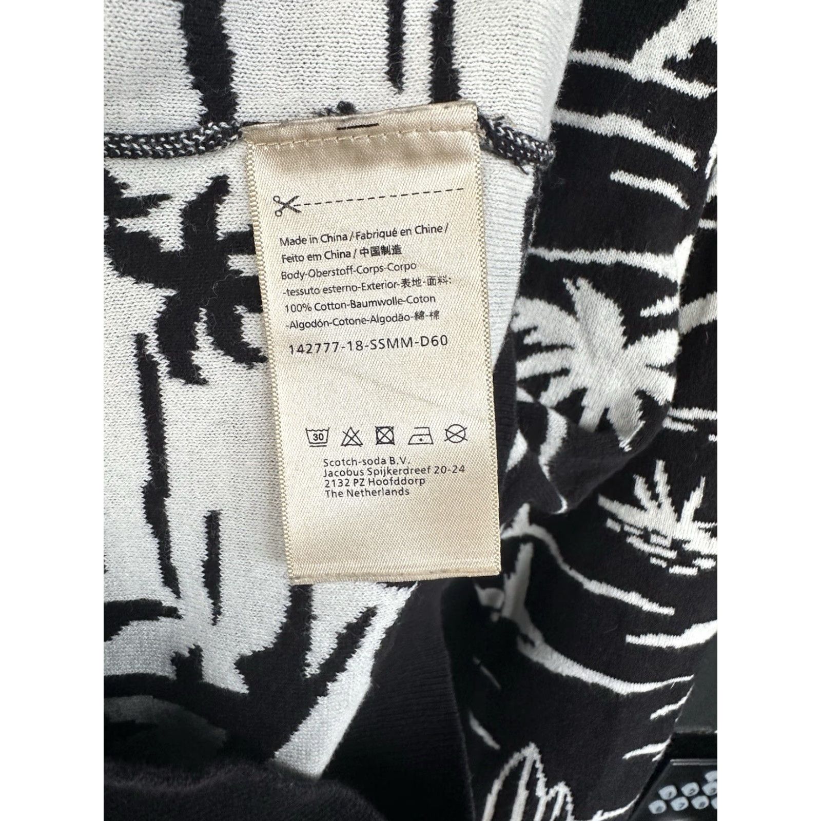 Scotch & Soda Scotch & Soda Sweater Men S Floral Black White Cotton Jacquard Patterned Pullover Size US S / EU 44-46 / 1 - 6 Thumbnail