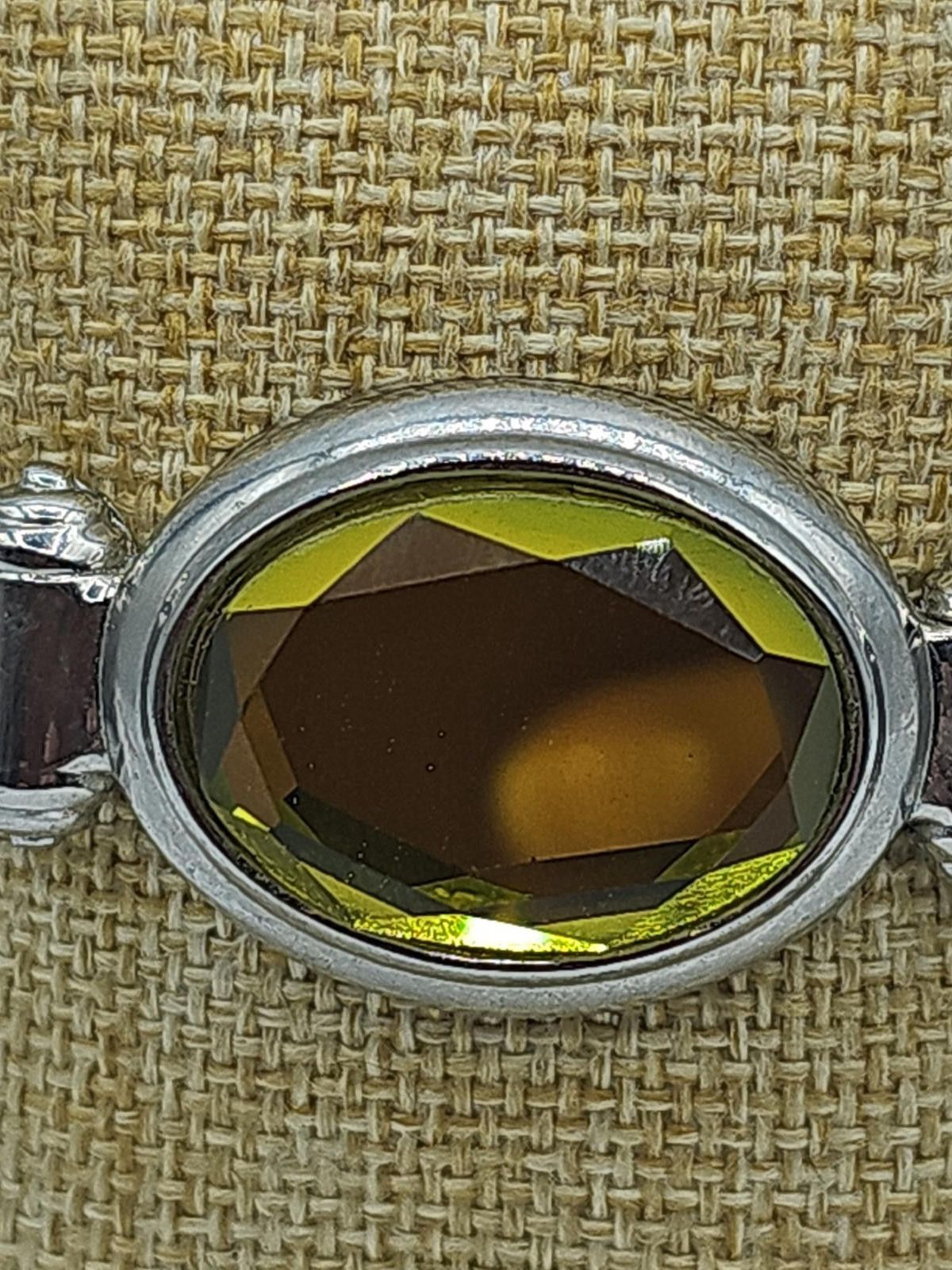 The Unbranded Brand Large Faceted Stone, Silvertone, Clamp Bangle 6.75" Size ONE SIZE - 2 Thumbnail