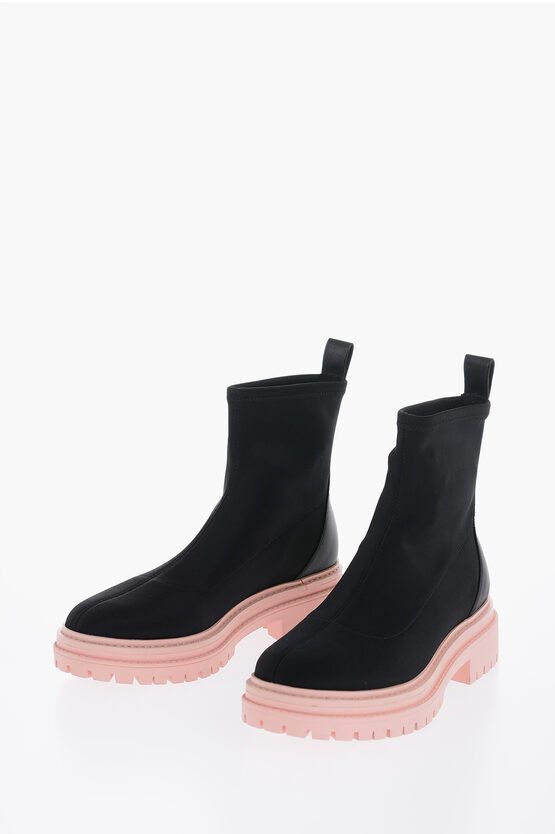 image of Michael Kors Michael Technical Fabric Comet Sock Booties With Track Sole in Black, Women's (Size 6)