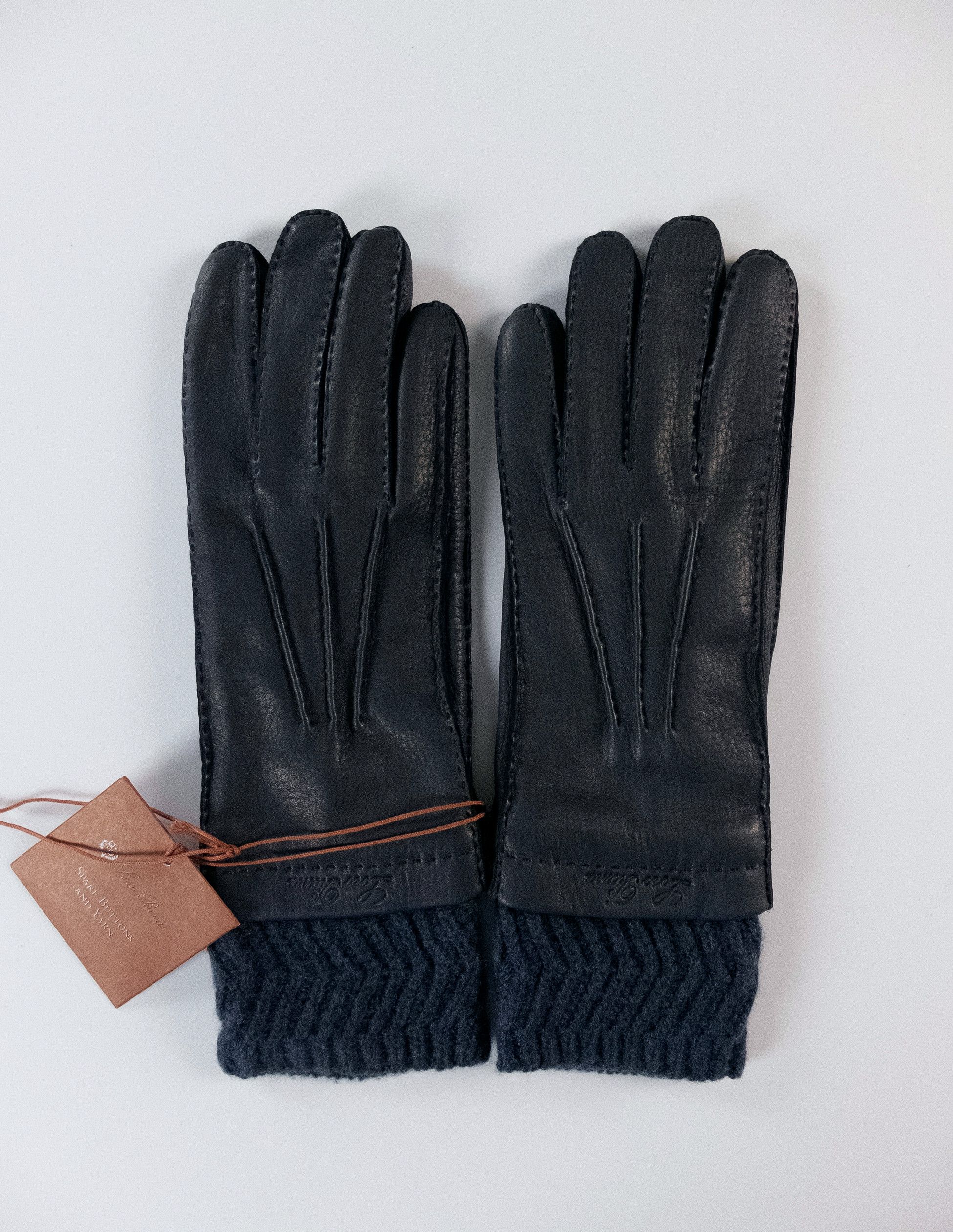 Loro Piana LORO PIANA navy deer leather & baby cashmere gloves Medium Size ONE SIZE - 1 Thumbnail