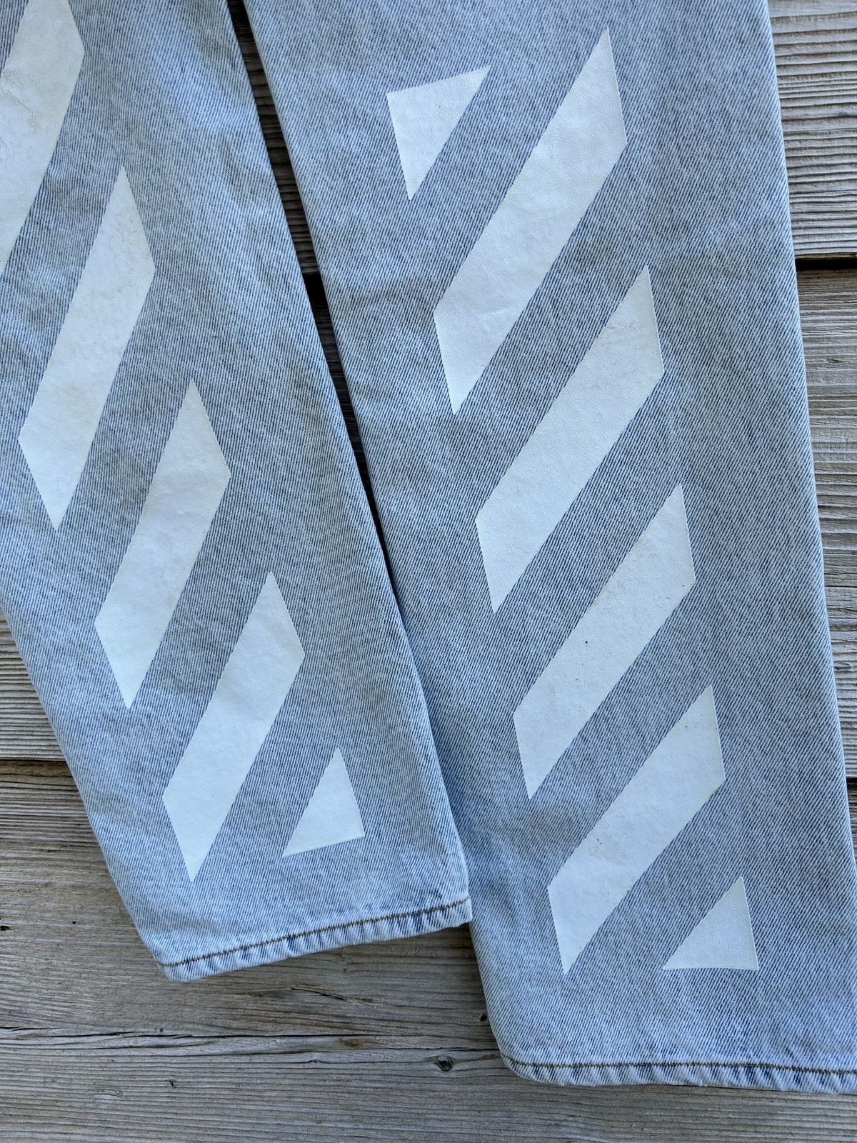 Off-White Off White FW22 Blue Diagonal Tab Print Slim Denim Jeans 29 Size US 29 - 2 Thumbnail