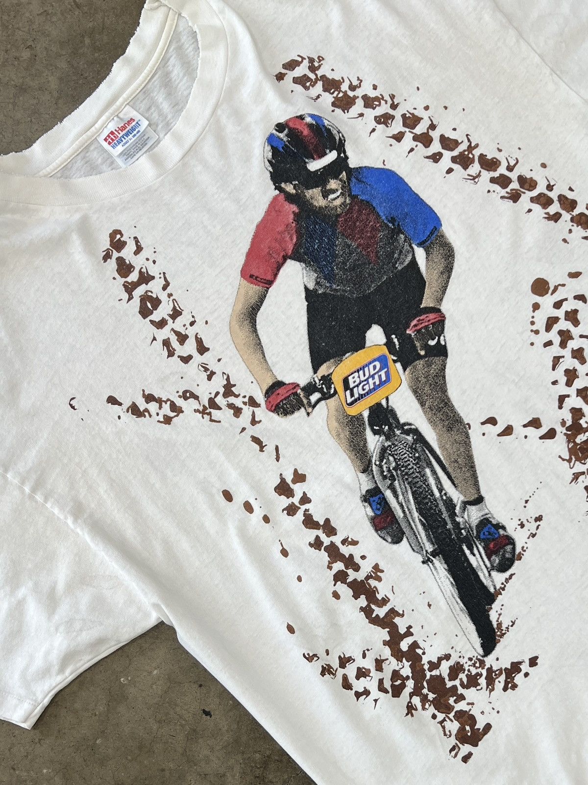 Vintage 90s Bud Light Cyclist Mud Sweat Gears Beer Tee XL