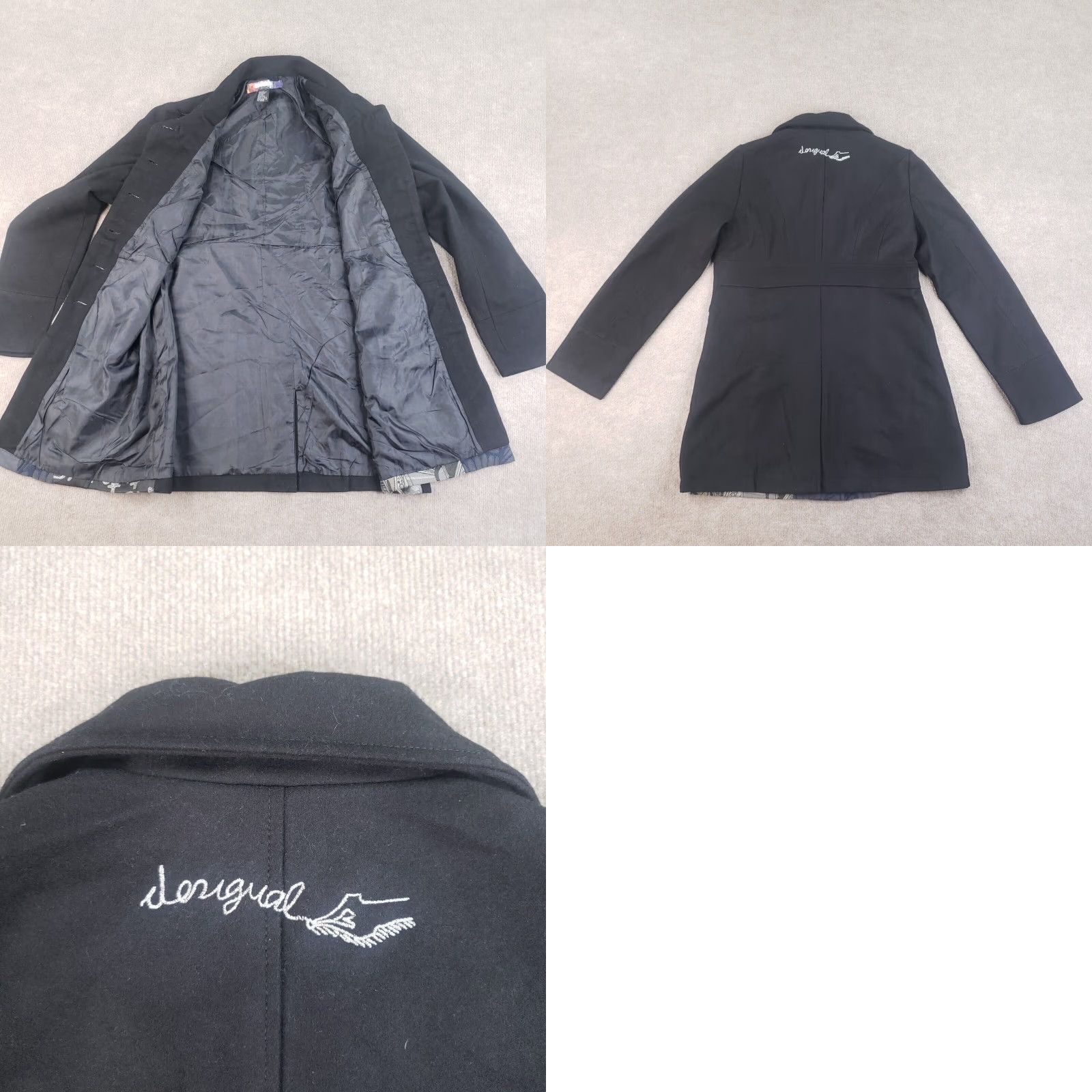 Desigual VINTAGE Desigual Jacket Womens Size S Black Wool Blend Button Designer Mid-Length Size S / US 4 / IT 40 - 8 Thumbnail