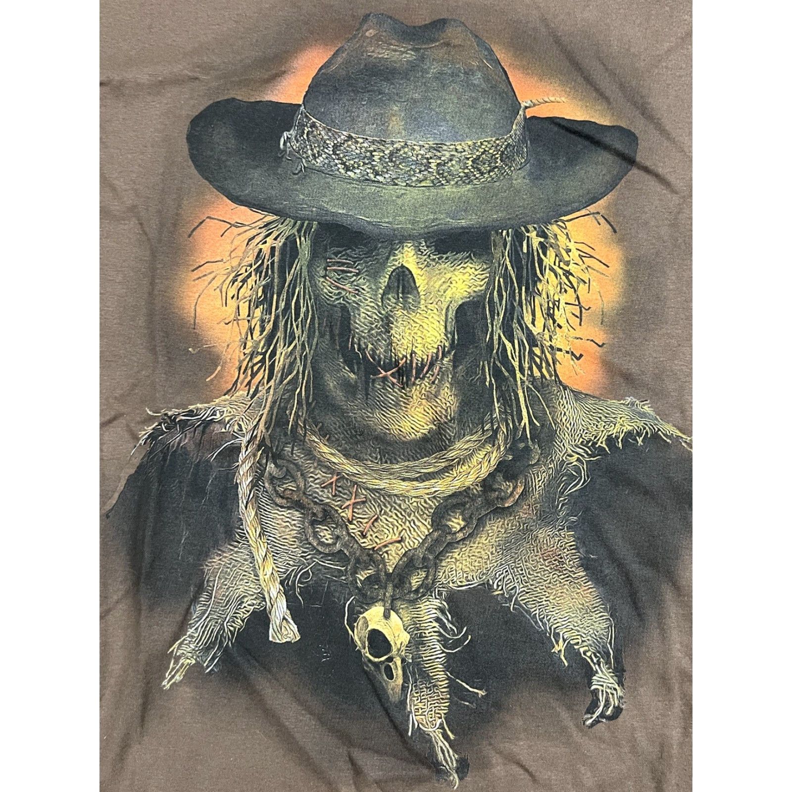 Vintage VINTAGE Happy Halloween T-Shirt Unisex L Brown Skull Scary Spooky Hat NWT Size US L / EU 52-54 / 3 - 3 Thumbnail