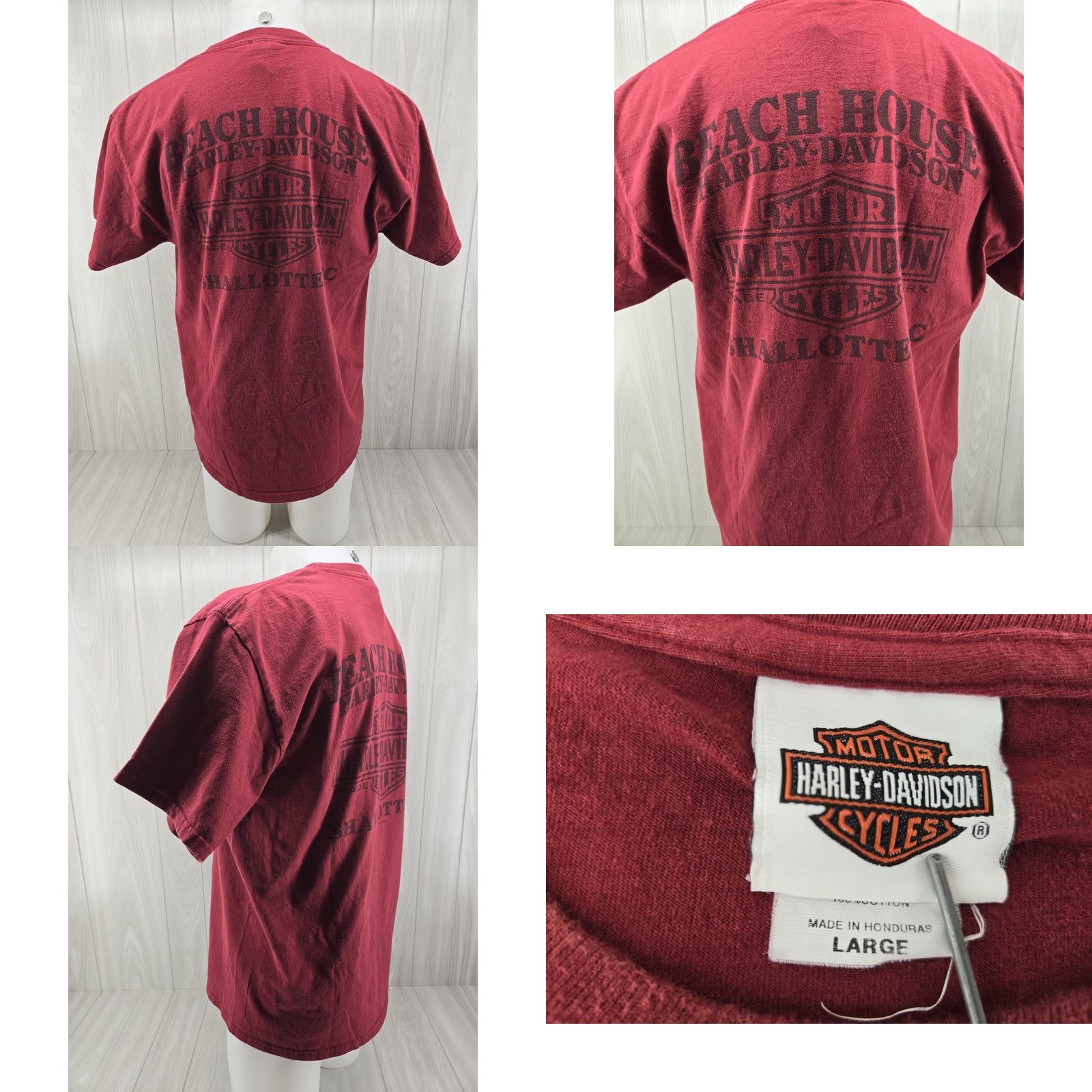 Harley Davidson Harley-Davidson Shirt Mens L Red Biker Beach House Shallotte NC 90s ? Size US L / EU 52-54 / 3 - 8 Thumbnail