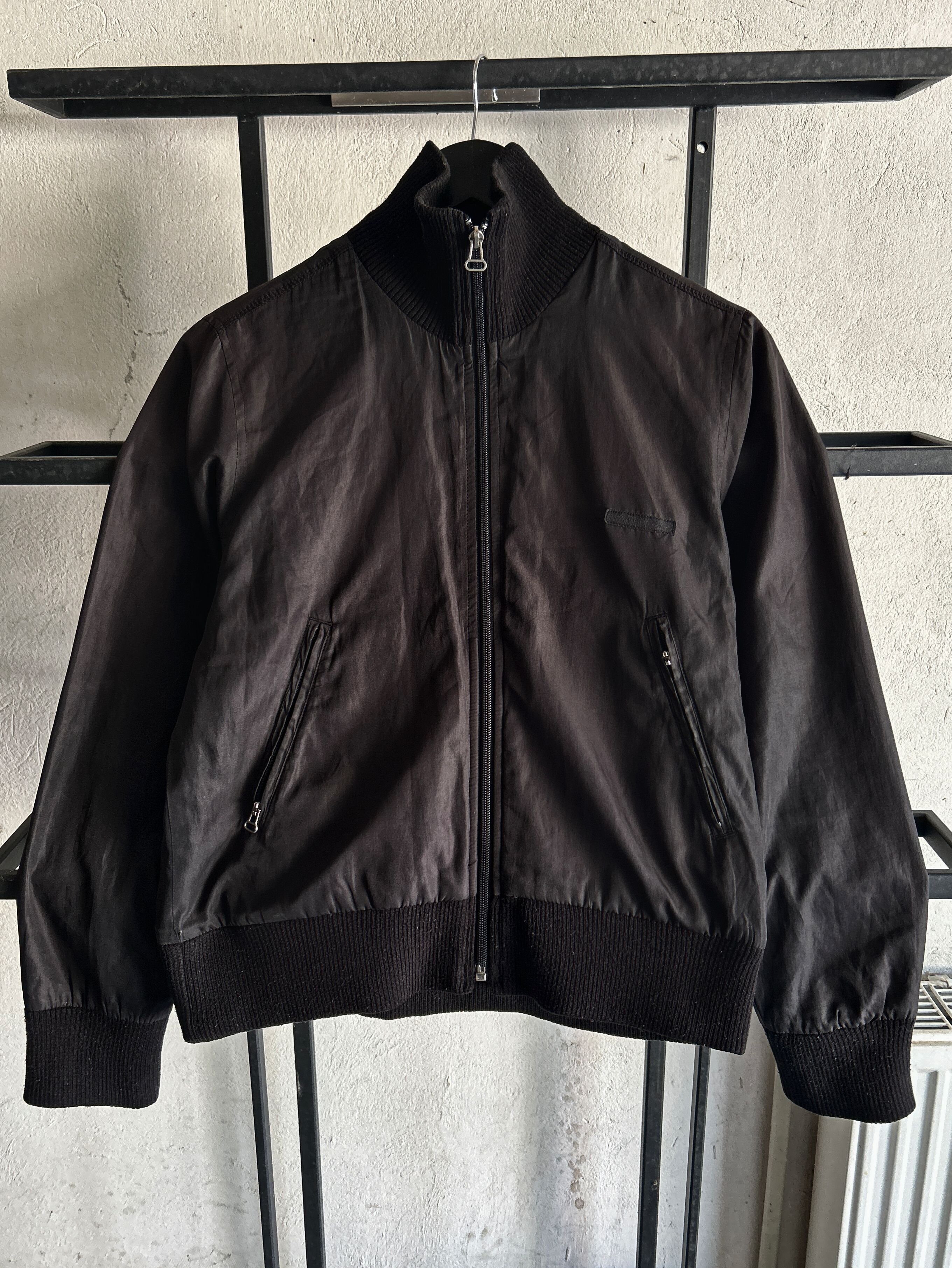 Japanese Brand Minimal Black Bomber Jacket Full Zip Casual Streetwear Style Size US M / EU 48-50 / 2 - 1 Thumbnail