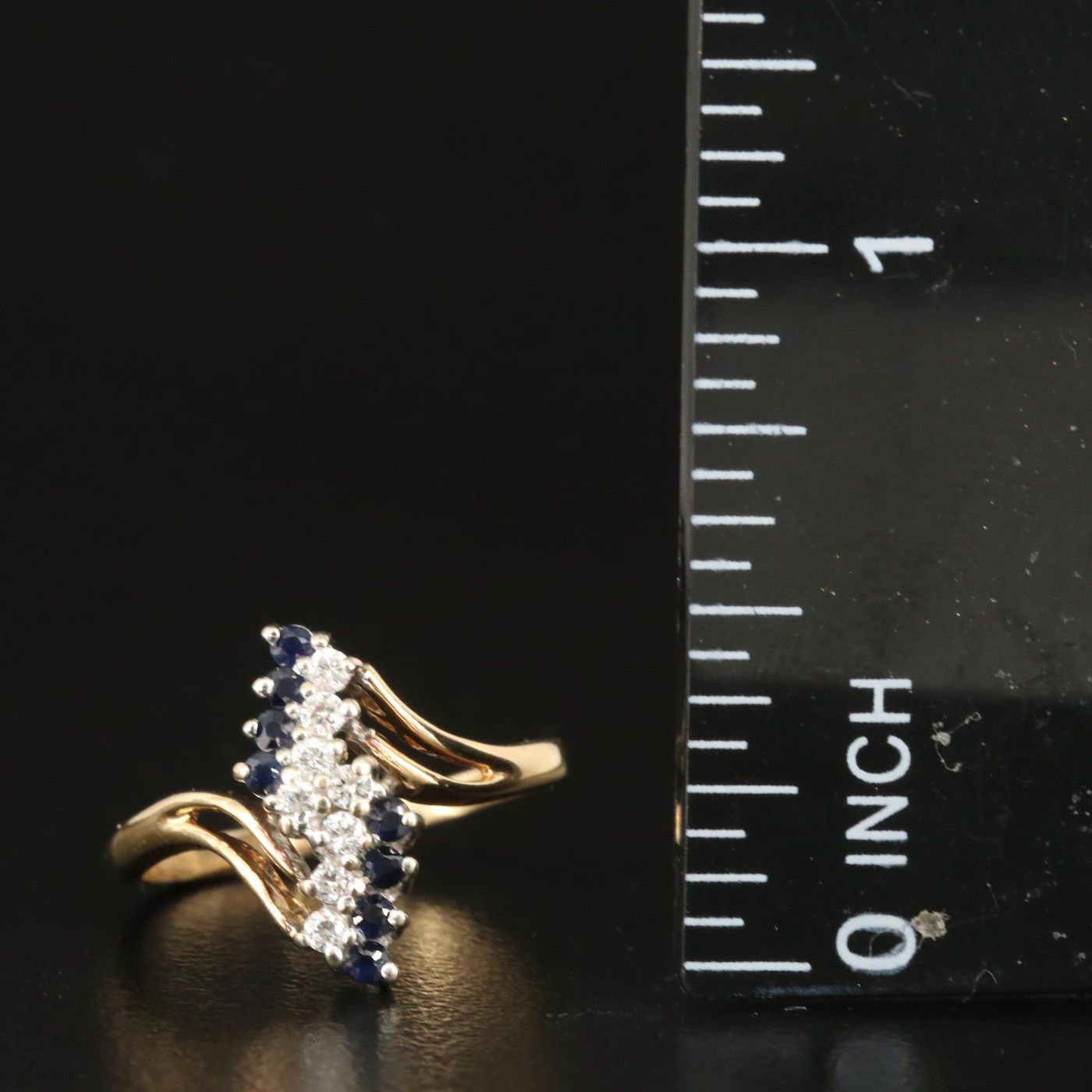 Other 14k Vintage .12 ctw Diamond and Sapphire Bypass Ring Size ONE SIZE - 2 Thumbnail